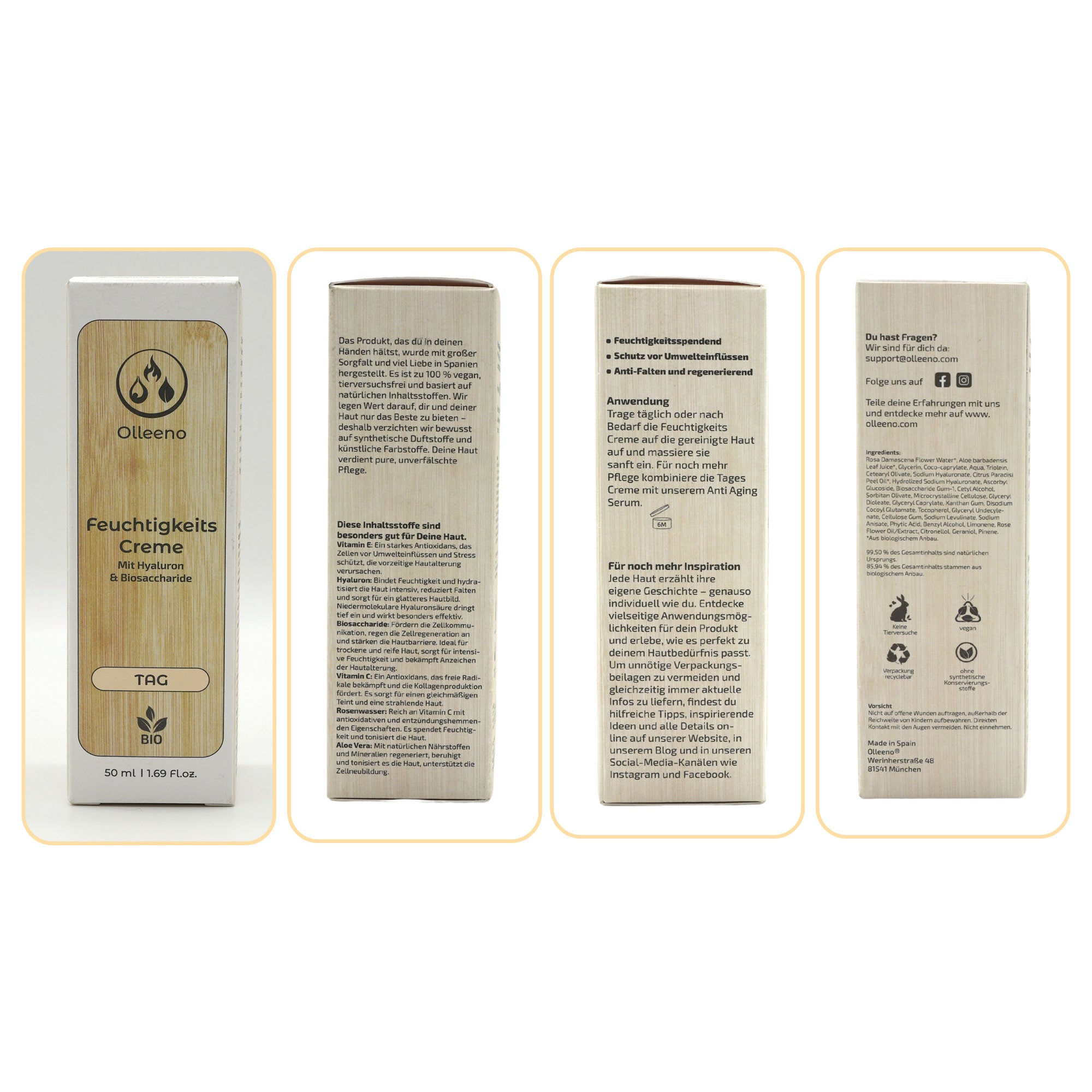 Bio Feuchtigkeitscreme 50ml mit Hyaluron & Vitamin C – vegan & hydratisierend