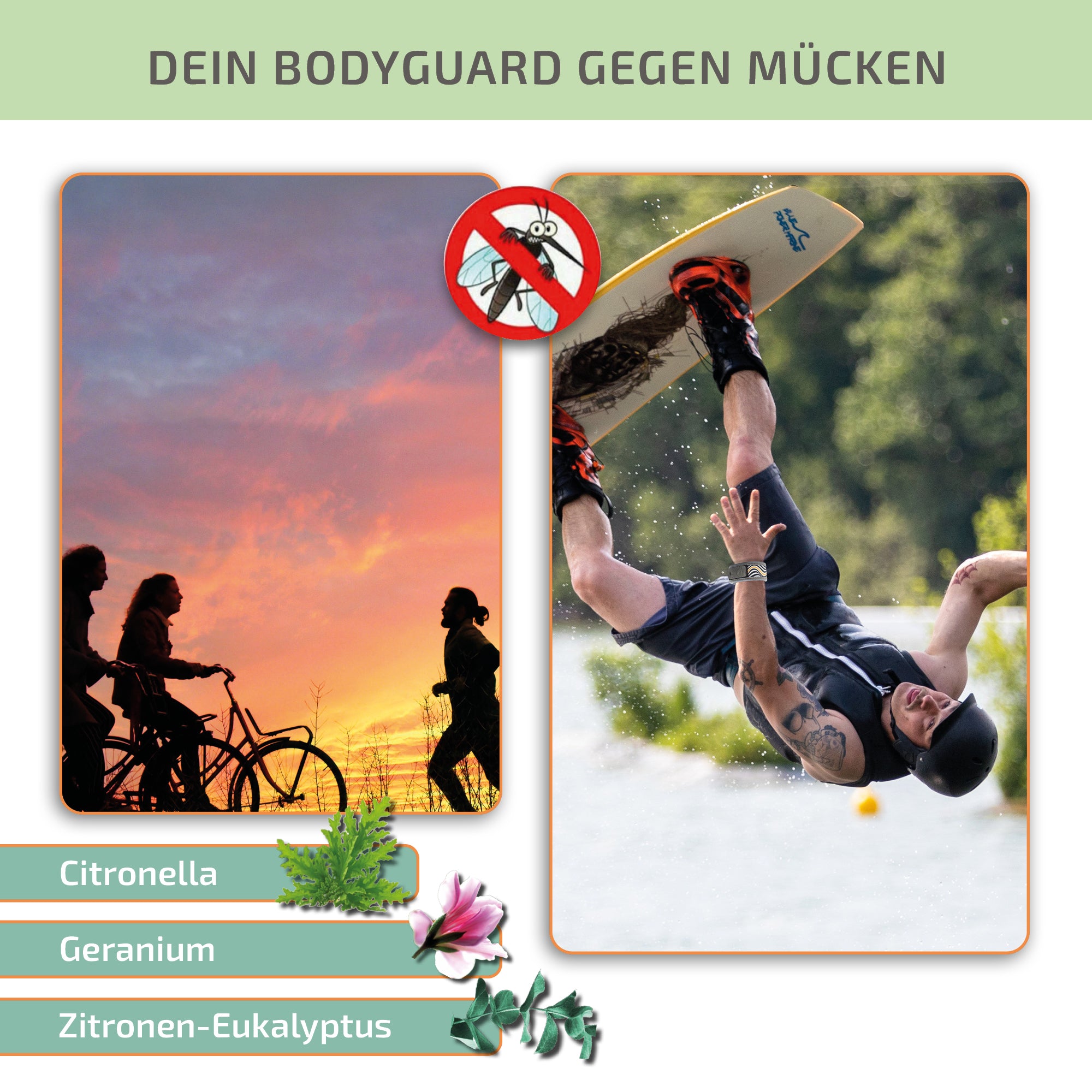 Mückenschutz Armband aus Neoprene DEET-frei, wiederverwendbar & wasserfest