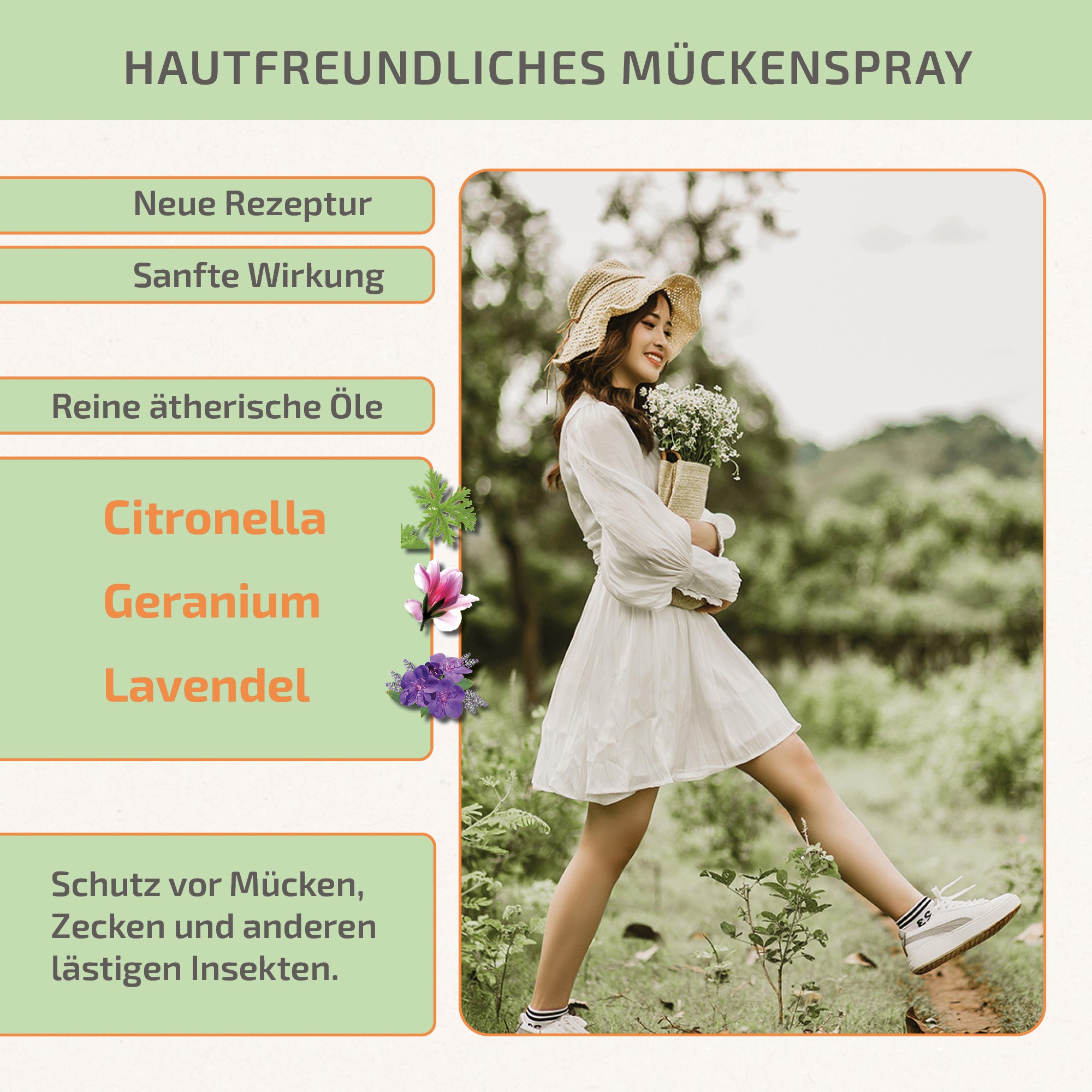 Mückenspray STRONG - Pflanzliche Inhaltsstoffe & ätherische Öle - Langanhaltender Schutz - 100ml