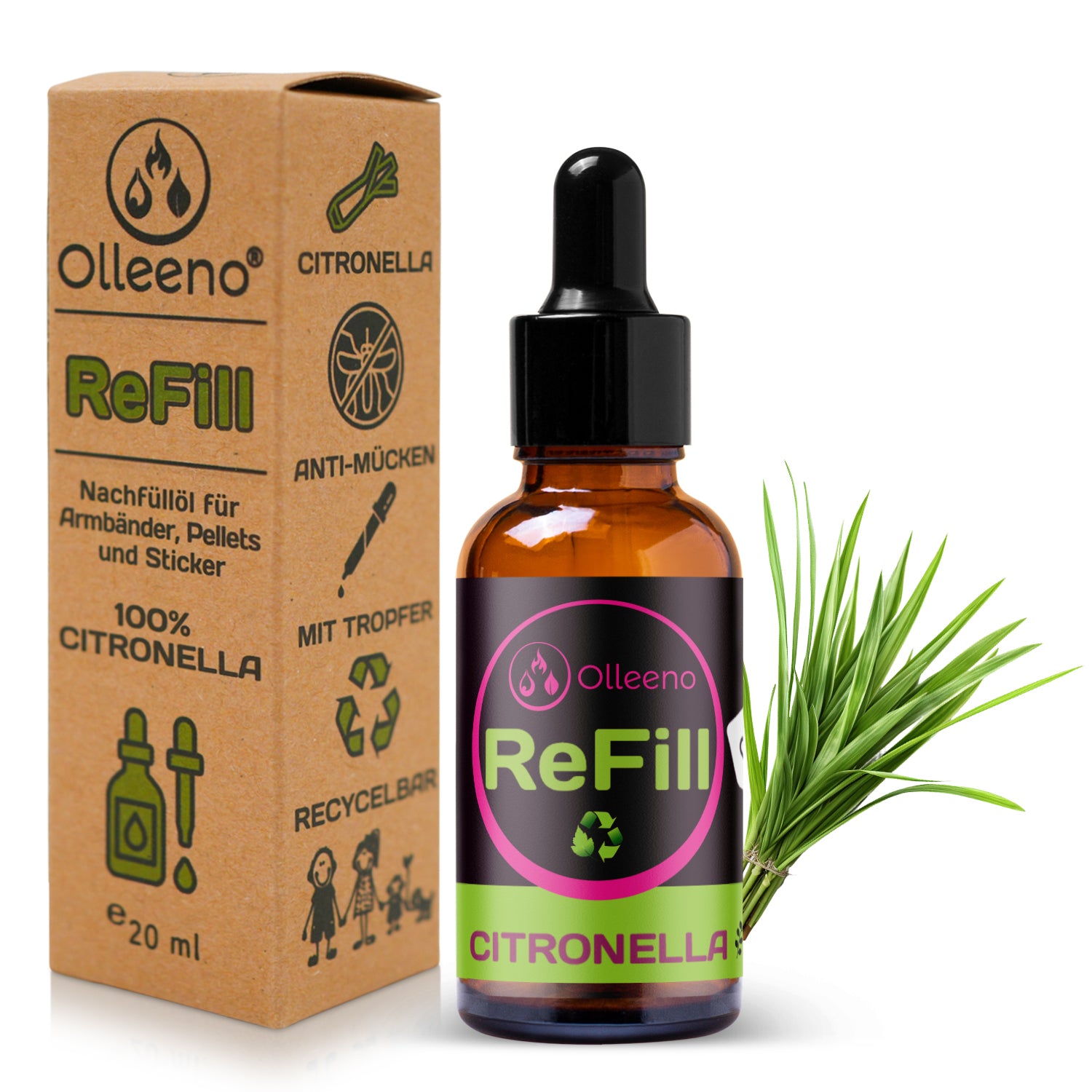 Nachfüllöl Citronella 20ml – Auf pflanzlicher Basis - OLLEENO