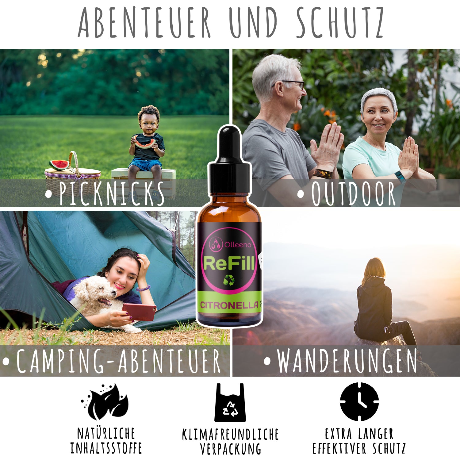 Nachfüllöl Citronella 20ml – Auf pflanzlicher Basis - OLLEENO