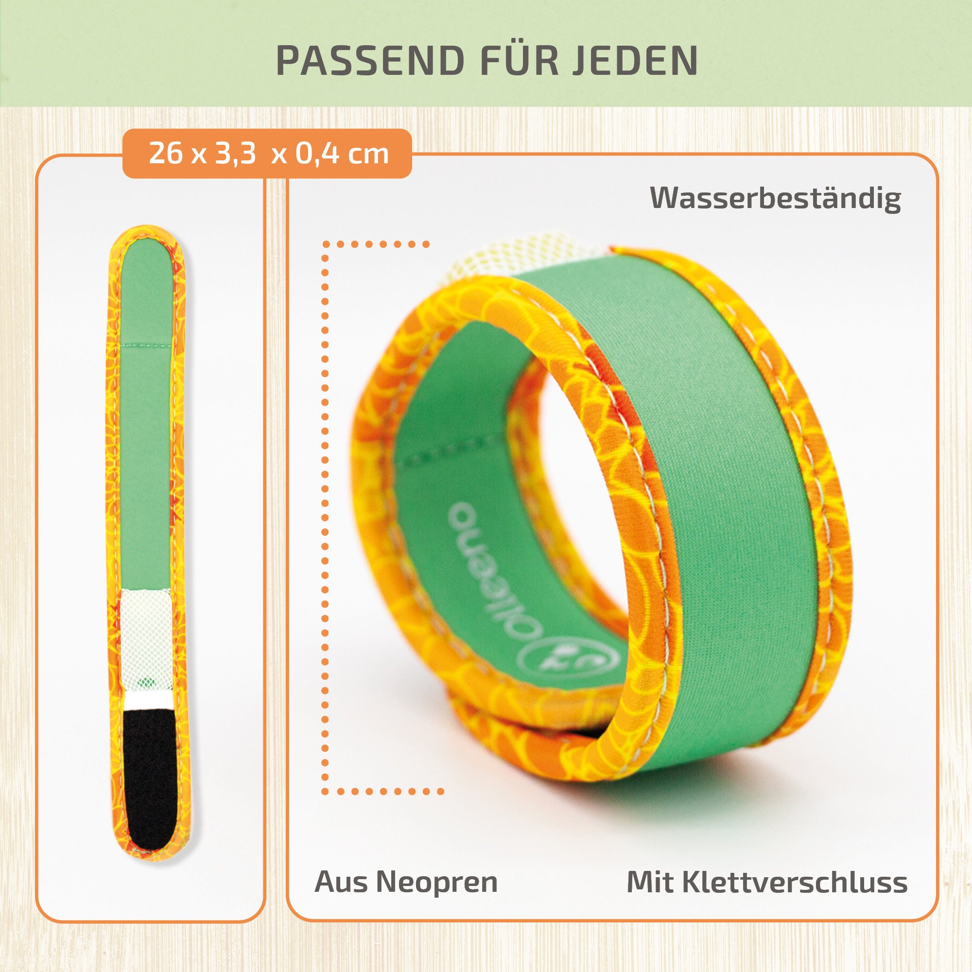 Mückenschutz Armband aus Neoprene + 2 Pellets (fürs Netzfach)🌱