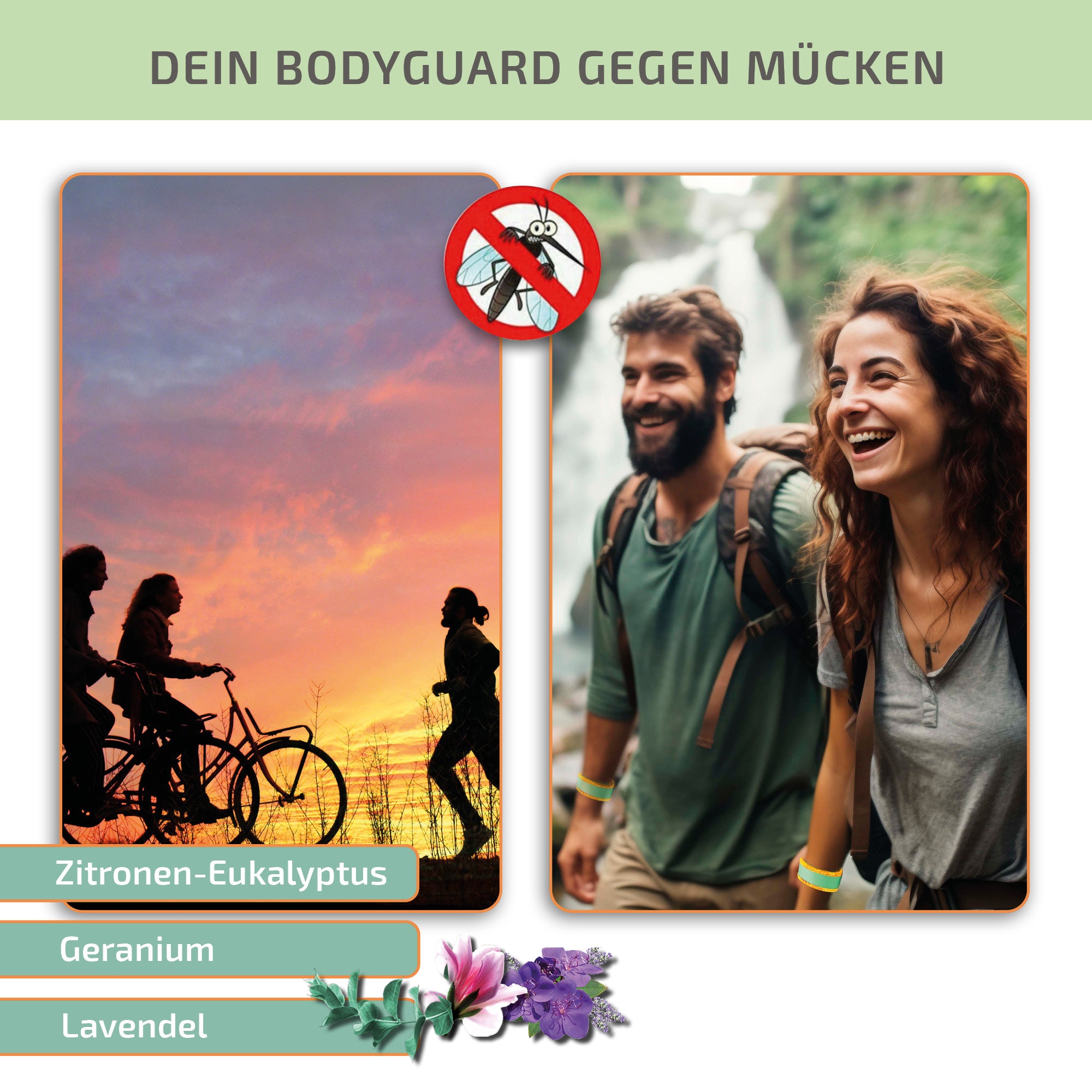 Mückenschutz Armband aus Neoprene + 2 Pellets (fürs Netzfach)🌱