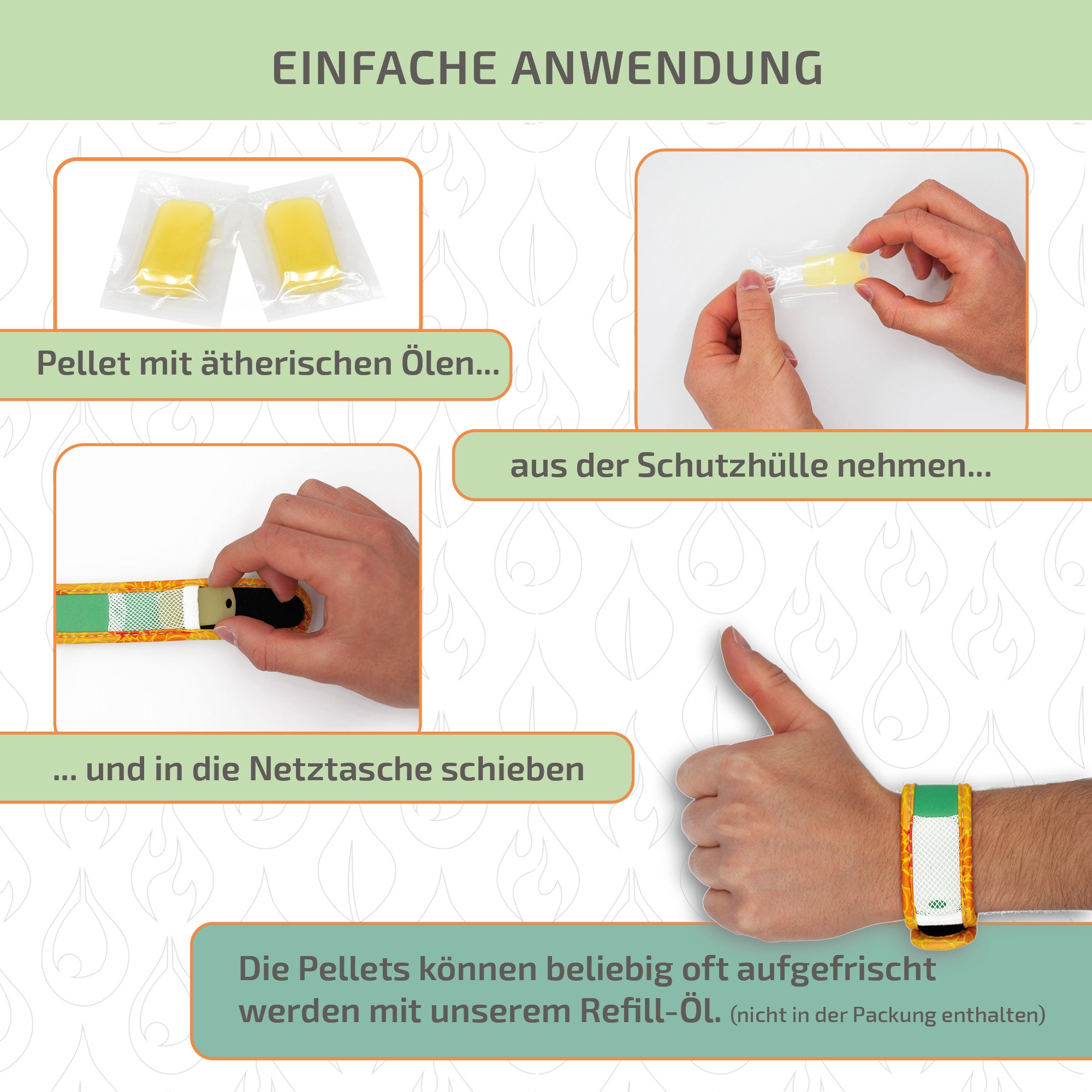 Mückenschutz Armband aus Neoprene + 2 Pellets (fürs Netzfach)🌱