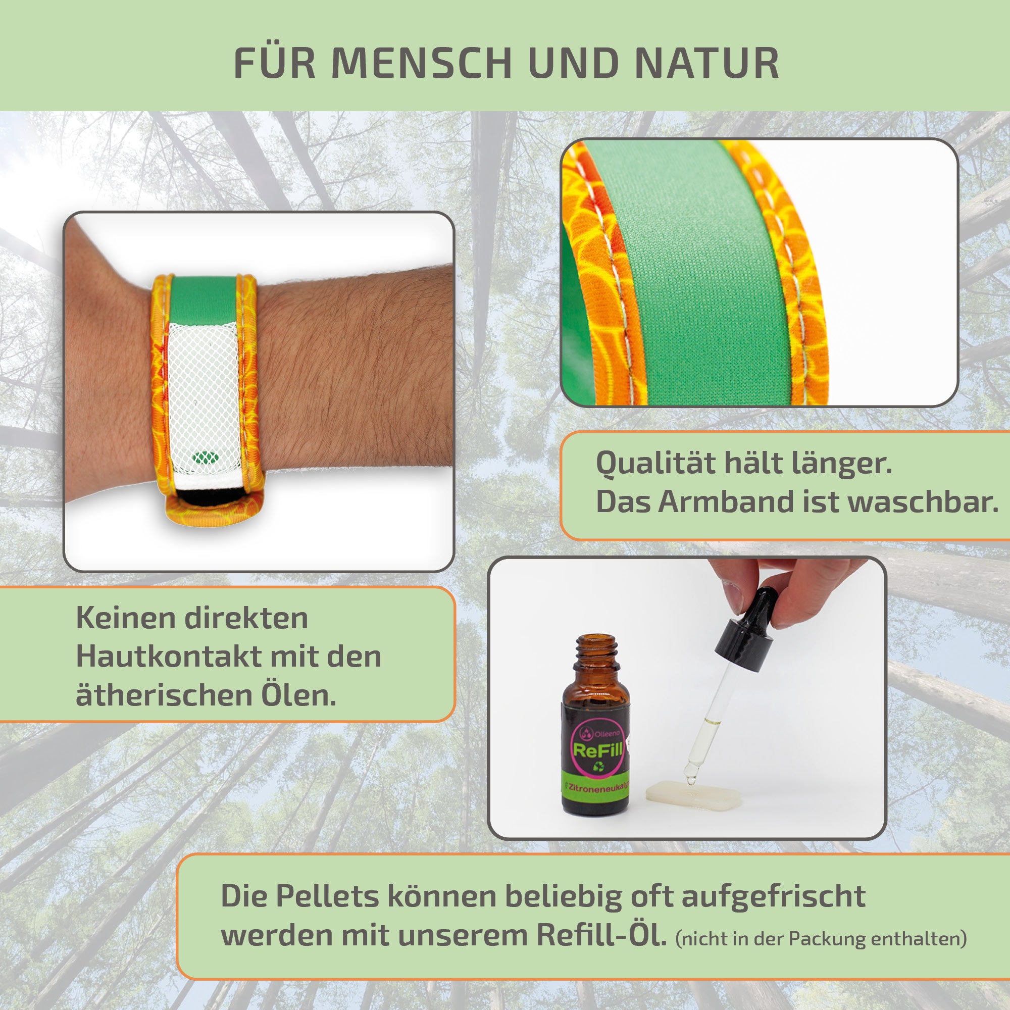 Mückenschutz Armband aus Neoprene + 2 Pellets (fürs Netzfach)🌱