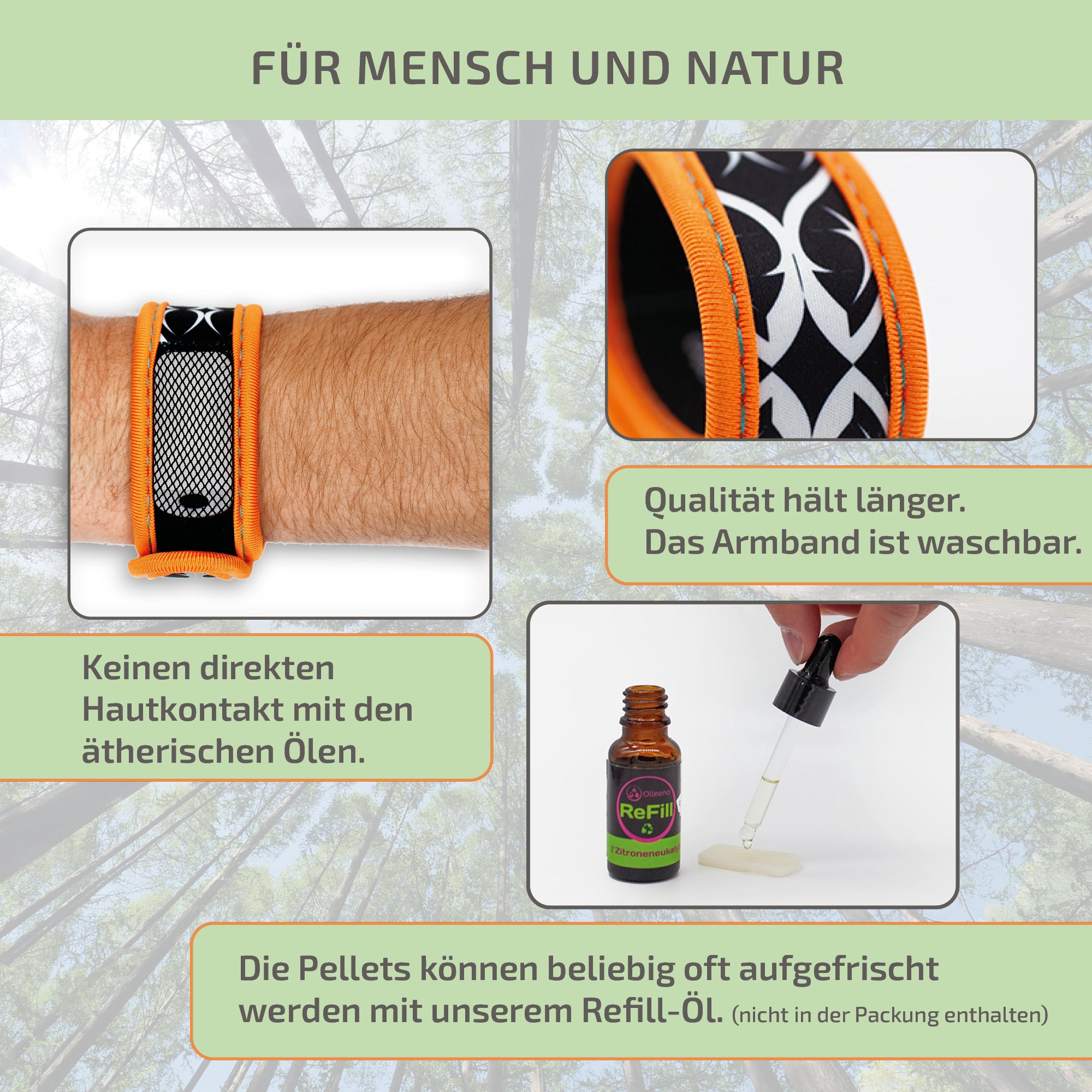Mückenschutz Armband aus Neoprene + 2 Pellets (fürs Netzfach)🌱