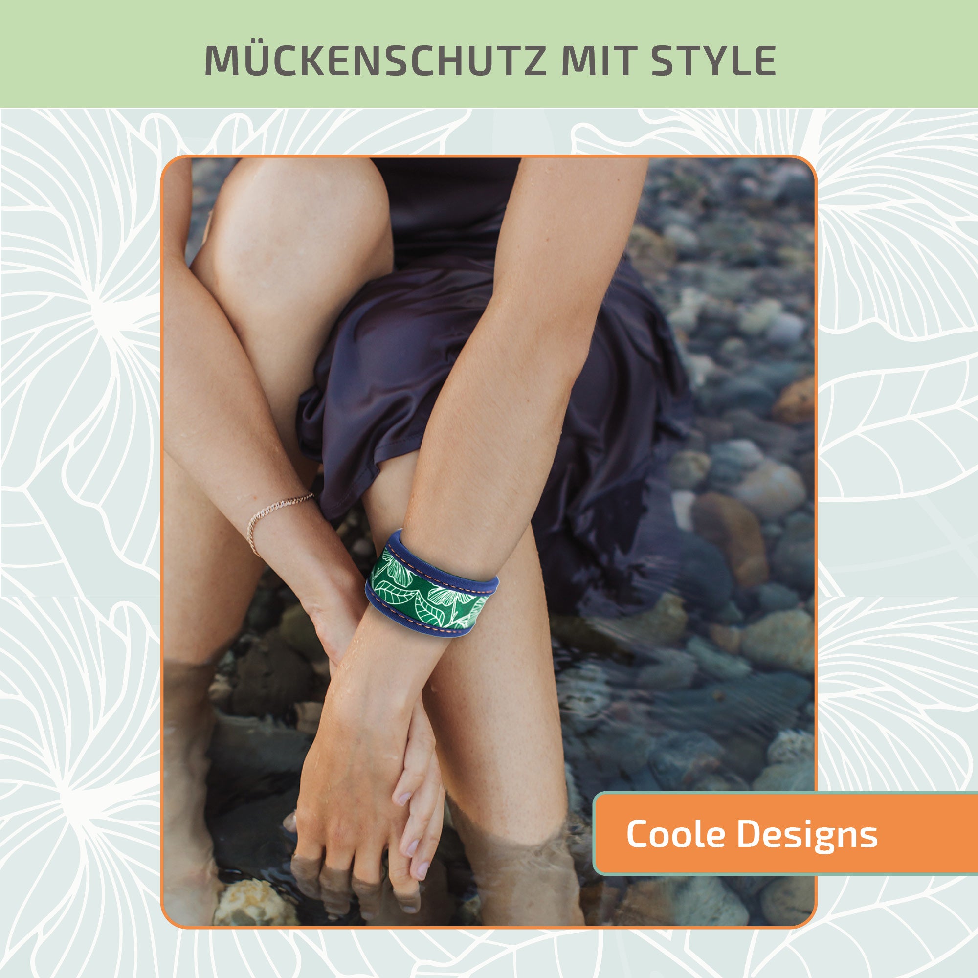Mückenschutz SET: Armband + Anhänger aus Neoprene 🌱