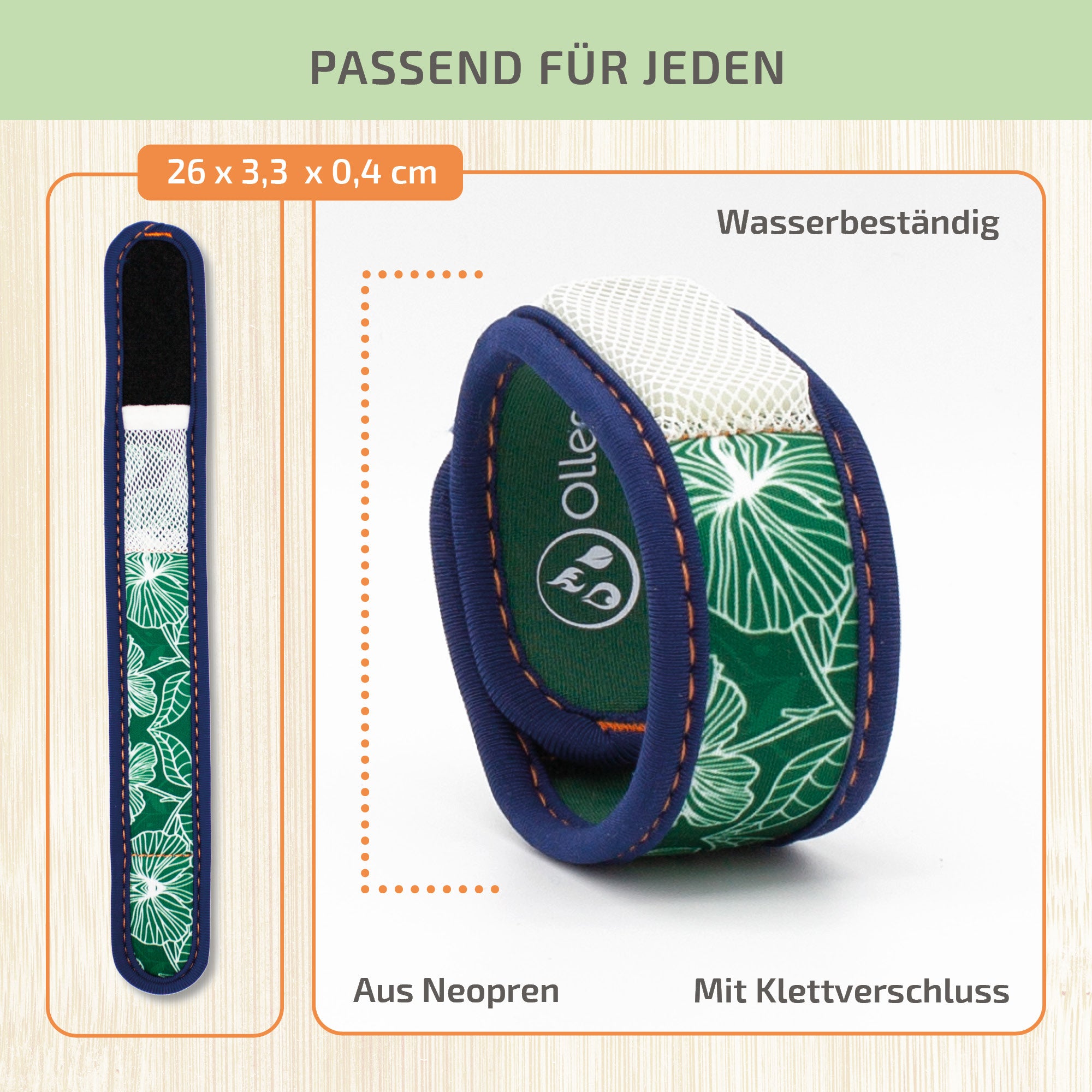 Mückenschutz SET: Armband + Anhänger aus Neoprene 🌱