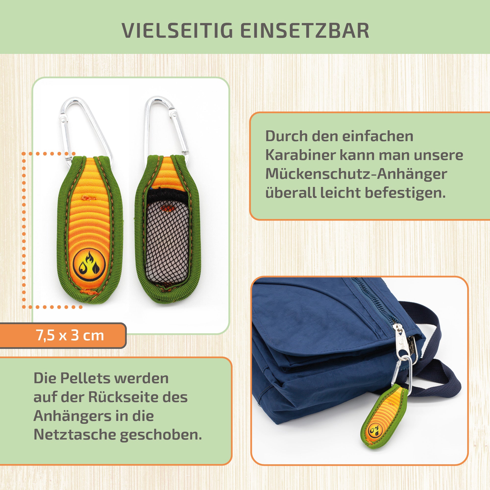 Mückenschutz SET: Armband + Anhänger aus Neoprene 🌱