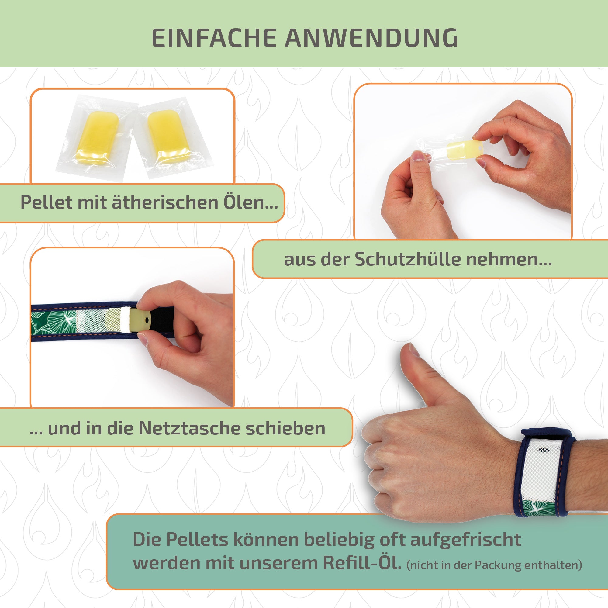 Mückenschutz SET: Armband + Anhänger aus Neoprene 🌱