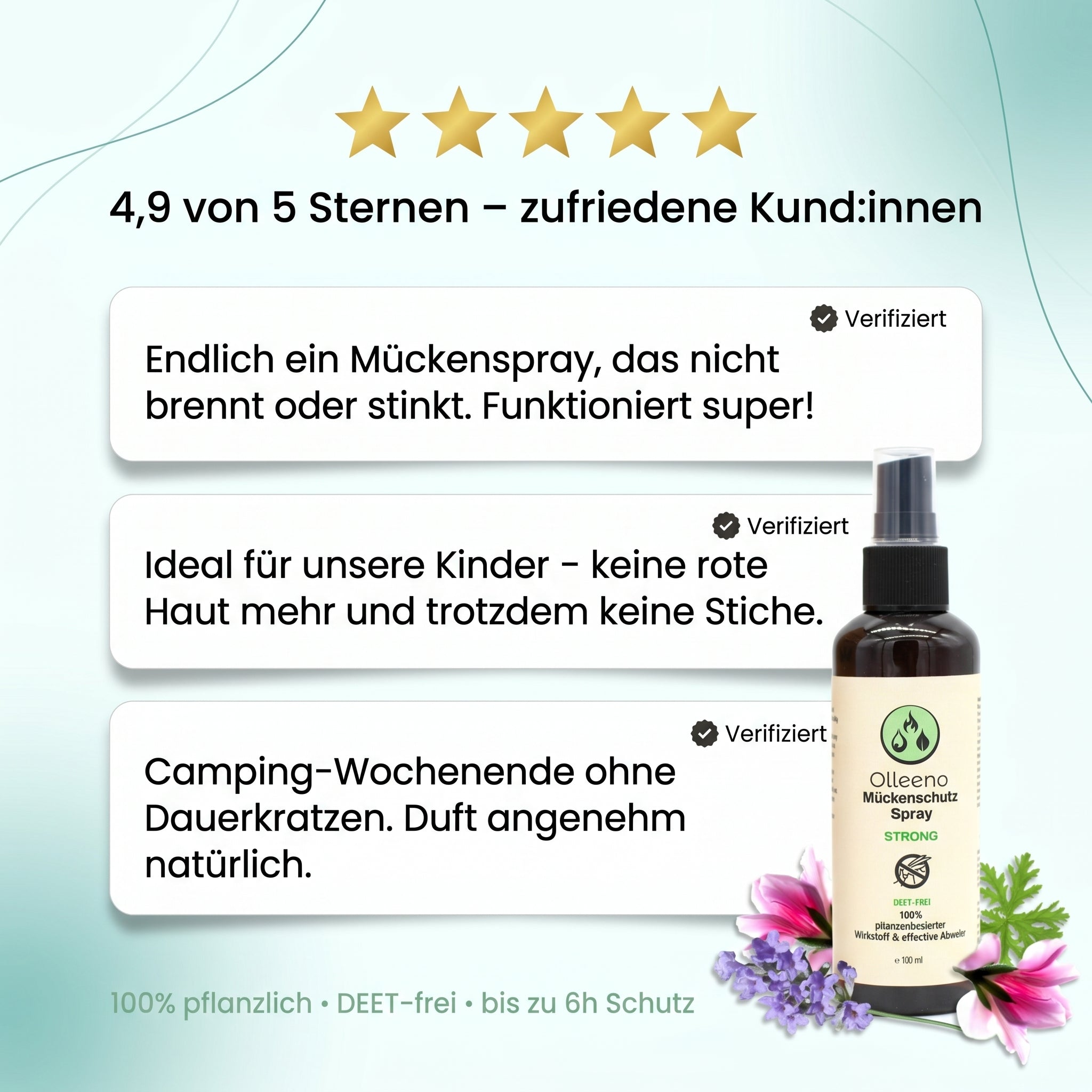 Mückenspray STRONG – 100% pflanzlich, bis zu 6h Schutz - 100ml