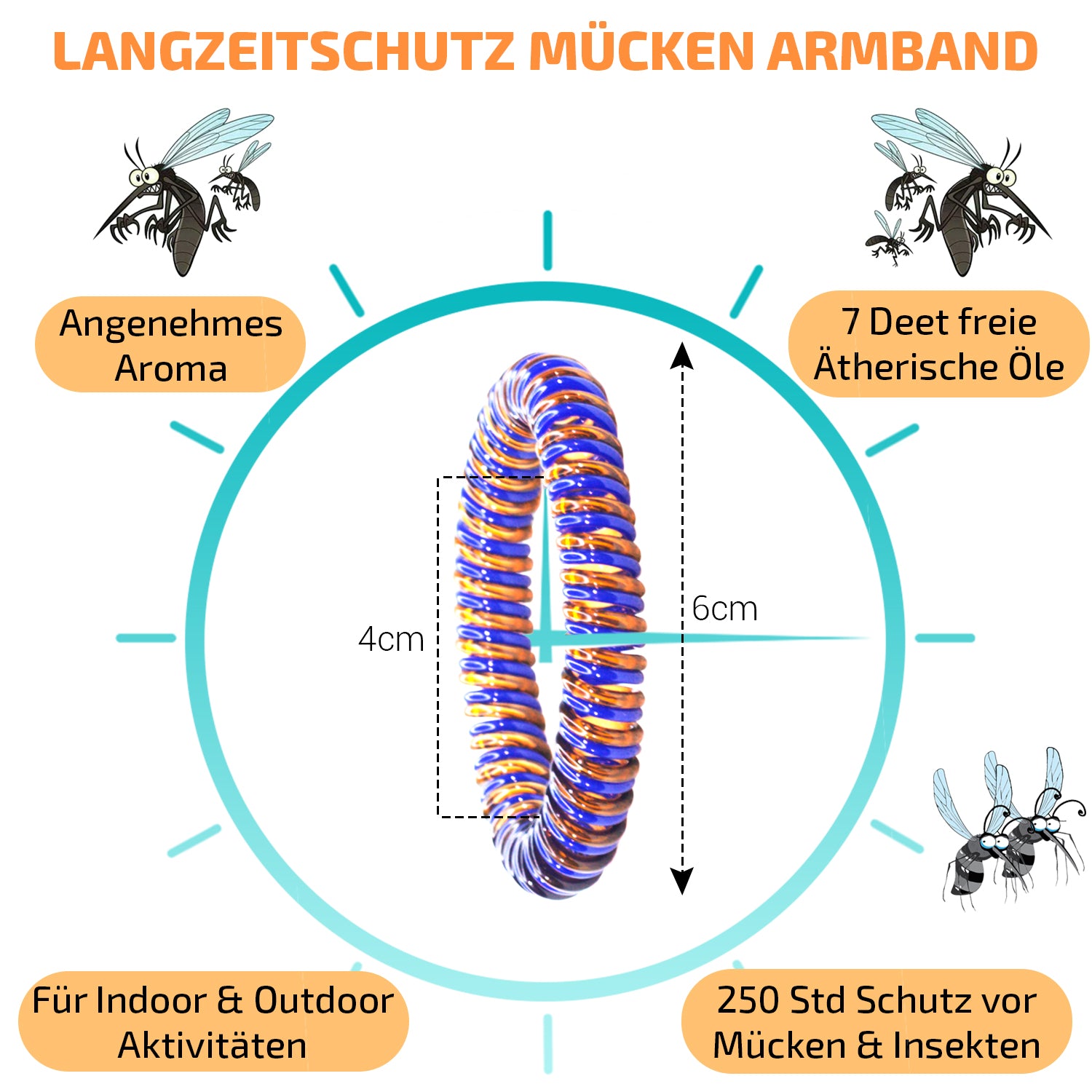 Spiral-Mückenschutz Armband – hautverträglich, wasserdicht & lang anhaltender Schutz für die ganze Familie