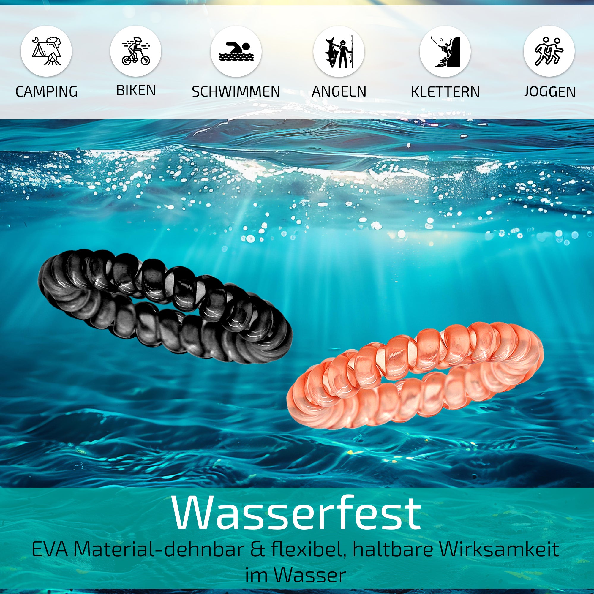 Mückenschutz SET: 15 Armbänder + 6 EVA Designer Aufkleber 🌱