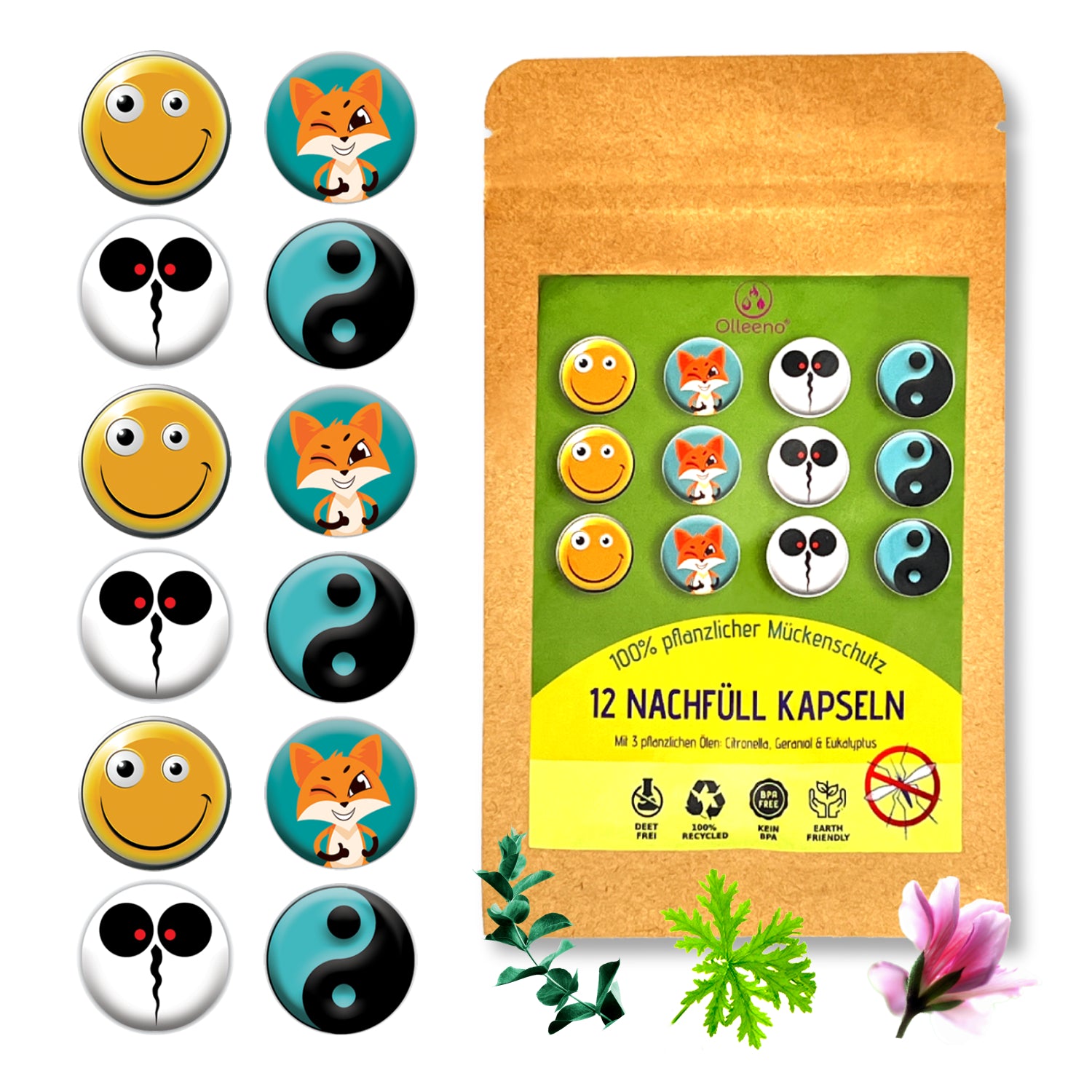 Anti-Mücken Nachfüllkapseln Clips (12 Stück) - OLLEENO