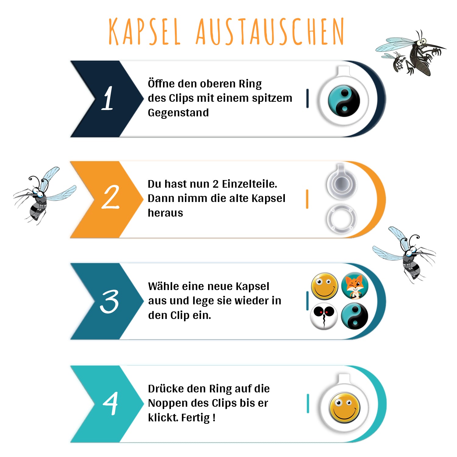 Anti-Mücken Nachfüllkapseln Clips (12 Stück) - OLLEENO