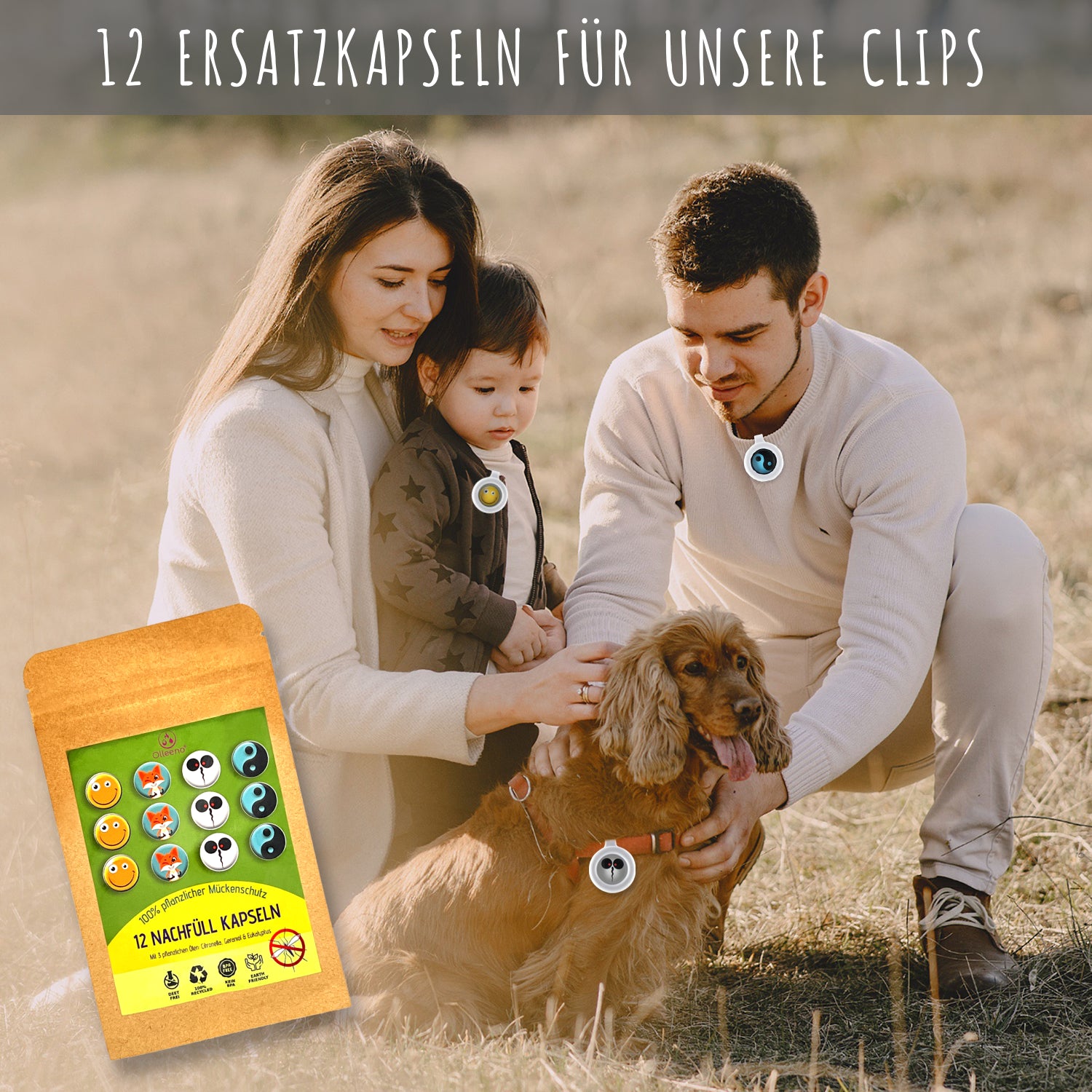 Anti-Mücken Nachfüllkapseln Clips (12 Stück) - OLLEENO