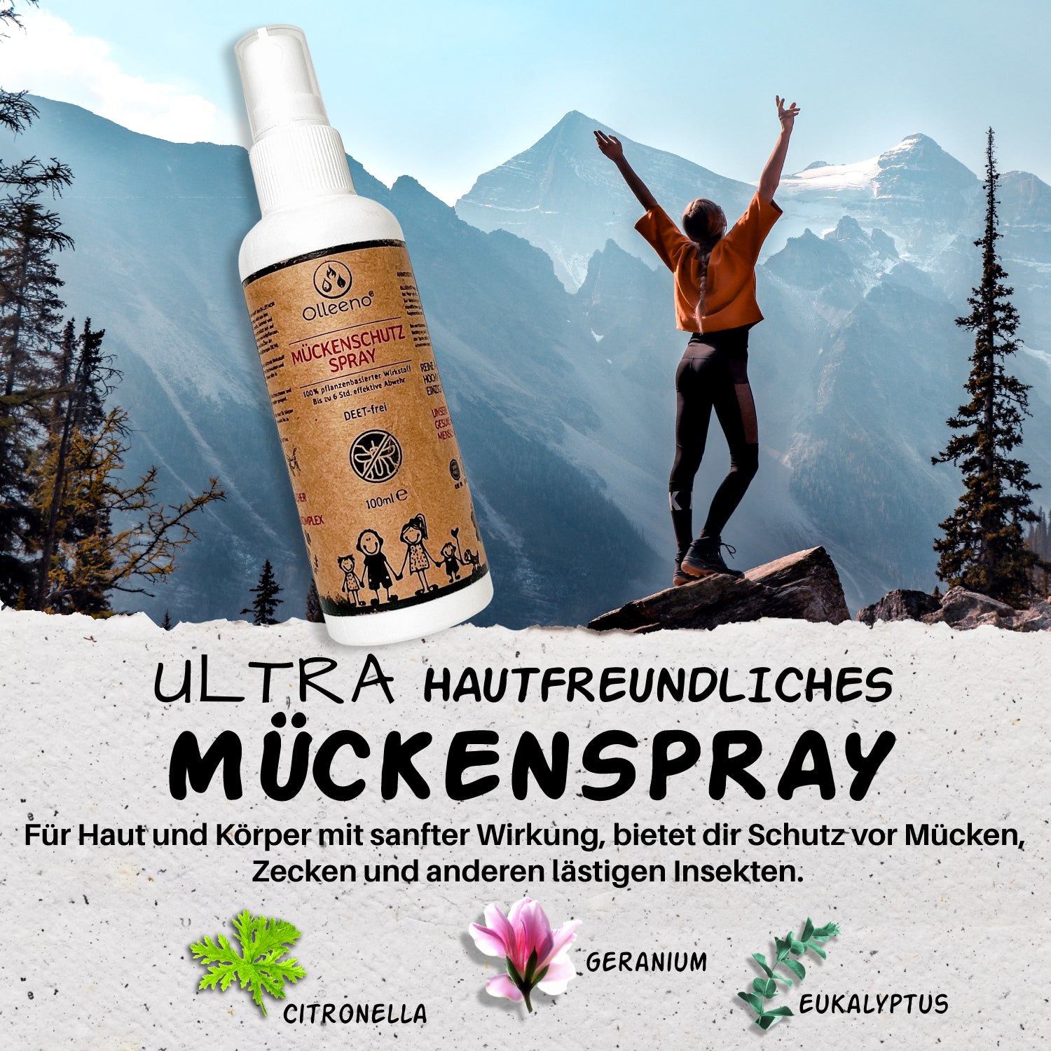 Mückenspray SENSITIVE – Pflanzenbasiert & DEET-frei - Effektiver Mückenschutz für Kinder & Erwachsene - 100 ml