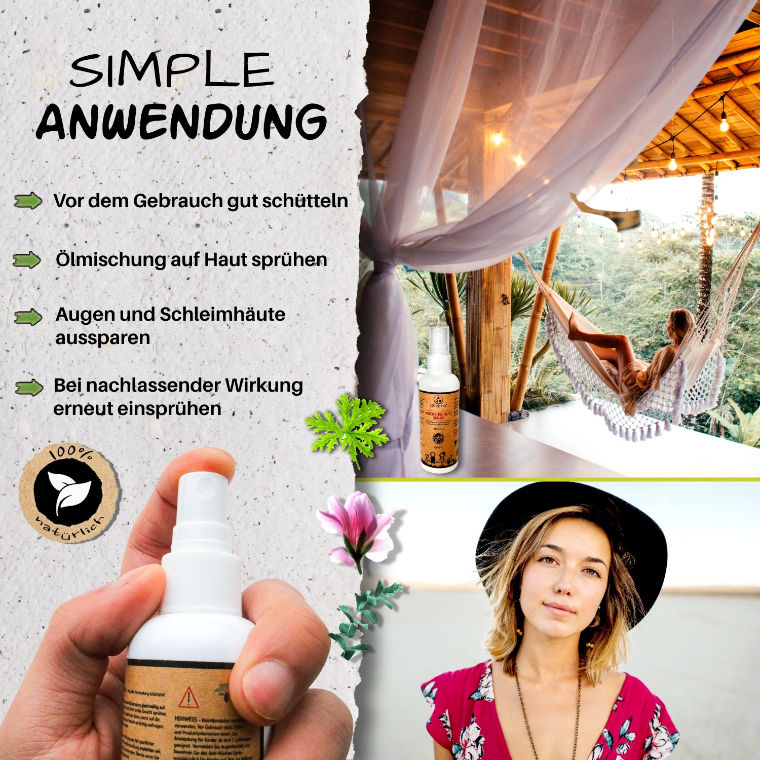 Mückenspray SENSITIVE – Pflanzenbasiert & DEET-frei - Effektiver Mückenschutz für Kinder & Erwachsene - 100 ml