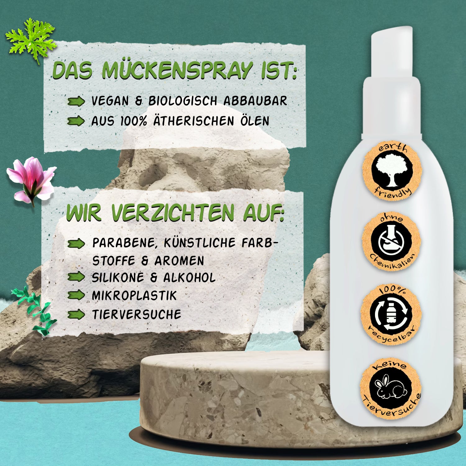 Mückenspray SENSITIVE – Pflanzenbasiert & DEET-frei - Effektiver Mückenschutz für Kinder & Erwachsene - 100 ml