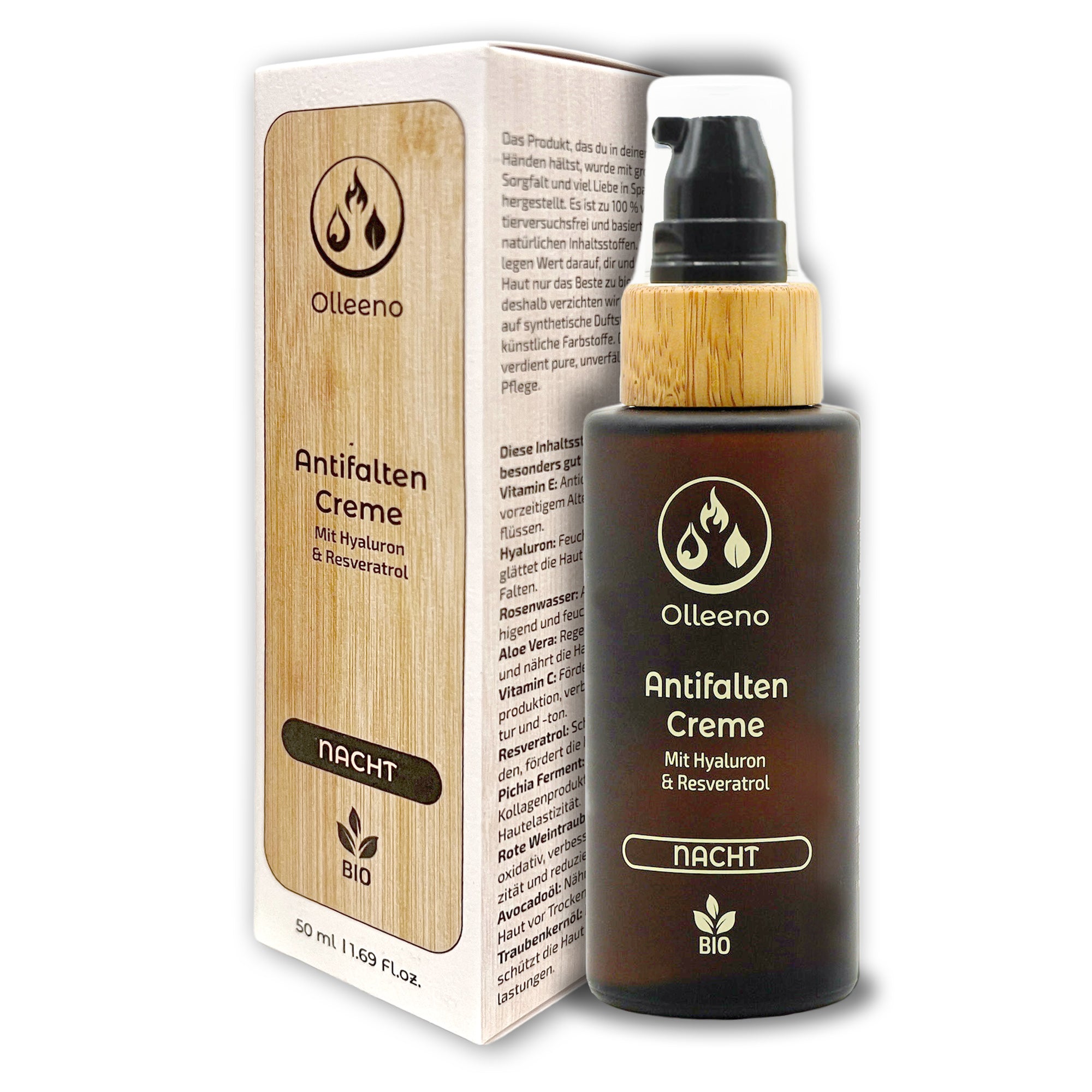Bio Antifalten Creme 50ml mit Hyaluron & Resveratrol – vegan & straffend
