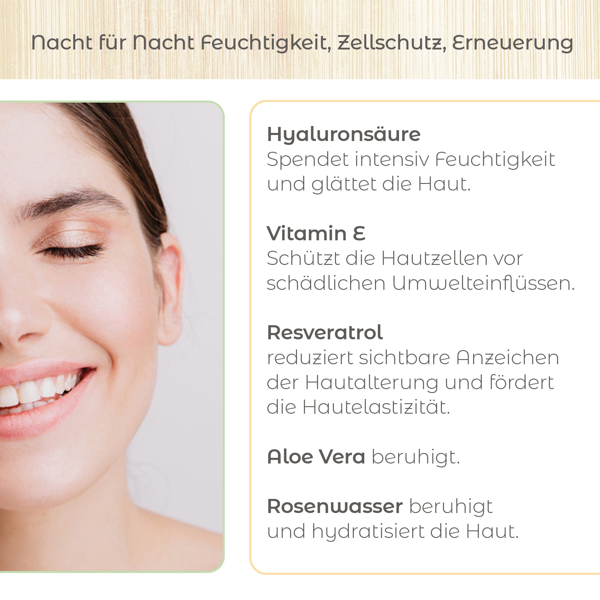Bio Antifalten Creme 50ml mit Hyaluron & Resveratrol – vegan & straffend
