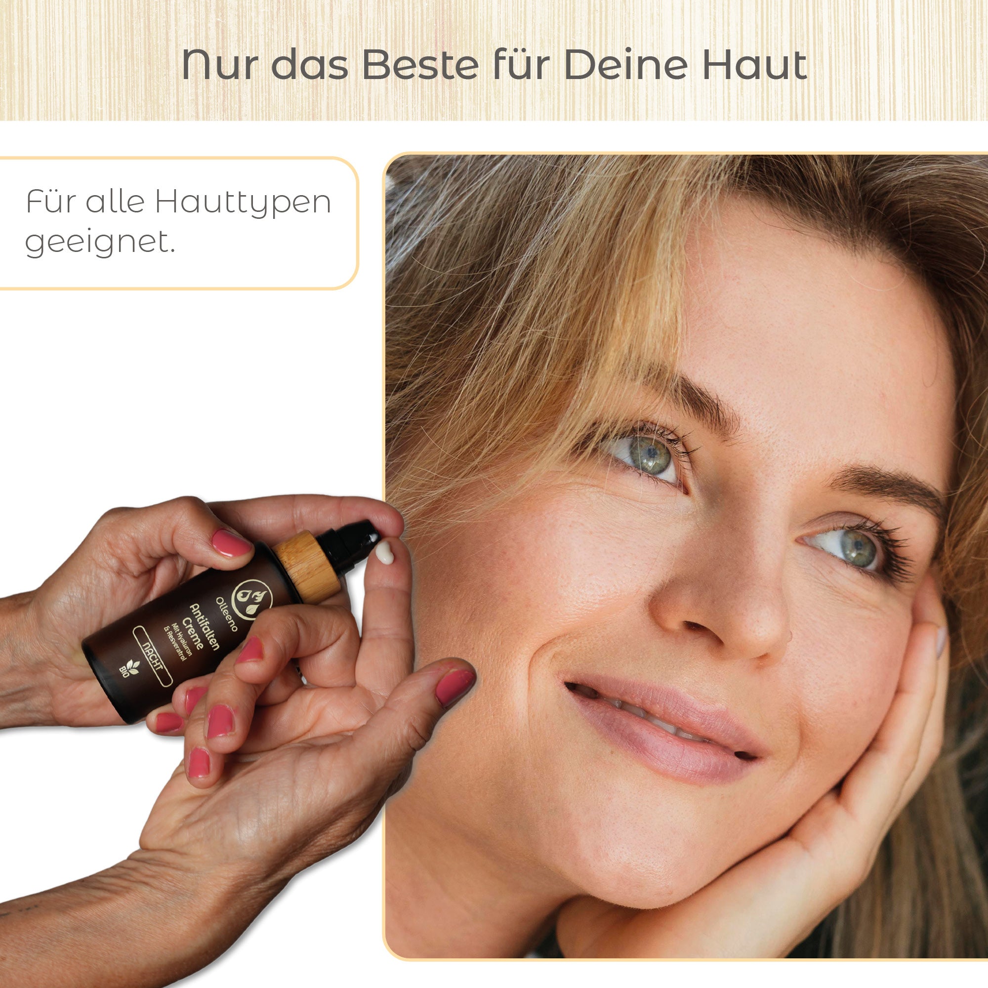 Bio Antifalten Creme 50ml mit Hyaluron & Resveratrol – vegan & straffend