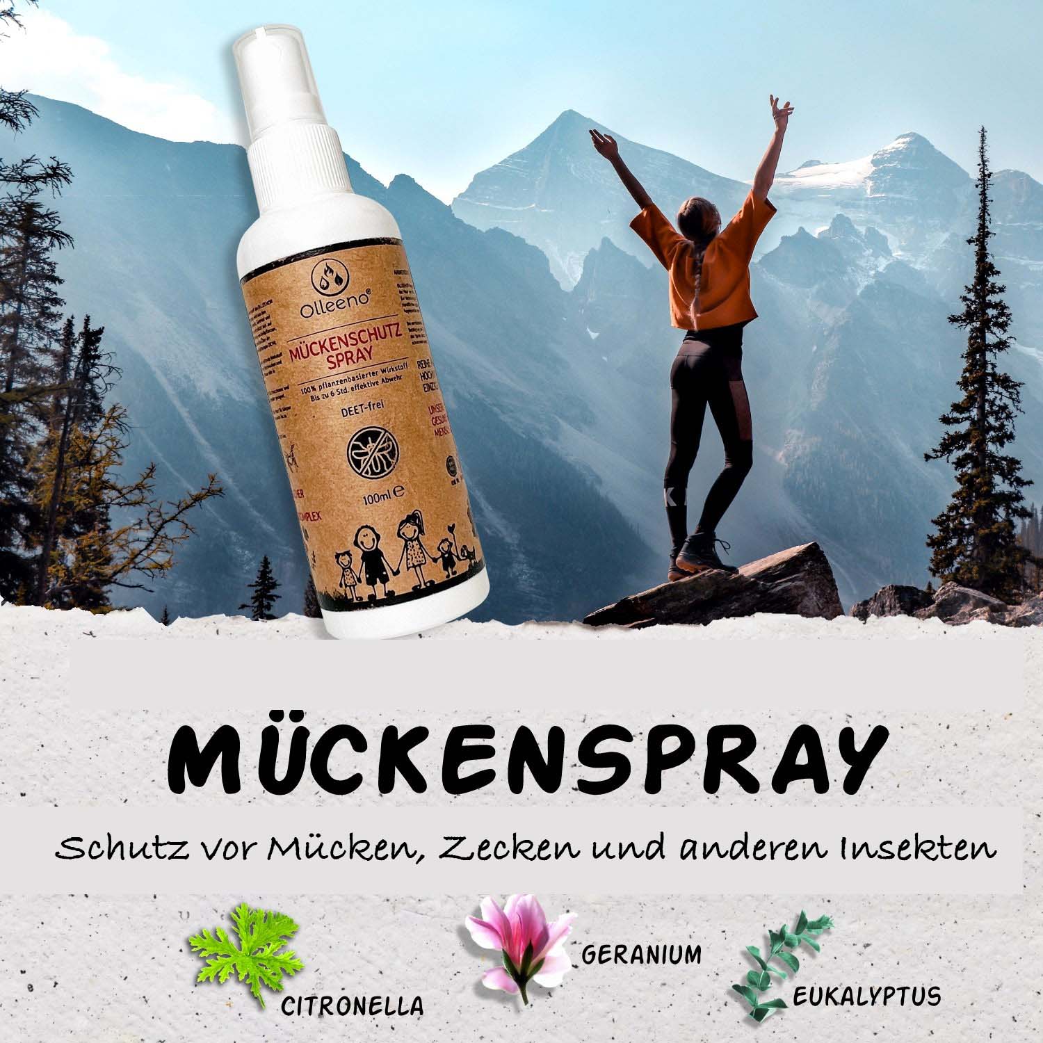 OLLEENO Mückenspray SENSITIVE – DEET-frei – 100 ml