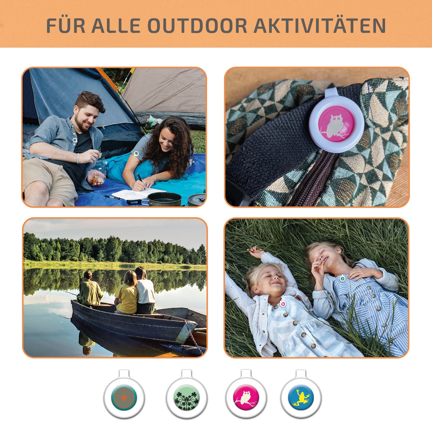 Mückenschutz SET: 4 Clips + 4 Ersatzkapseln (aus recyceltem Plastik) 🌱