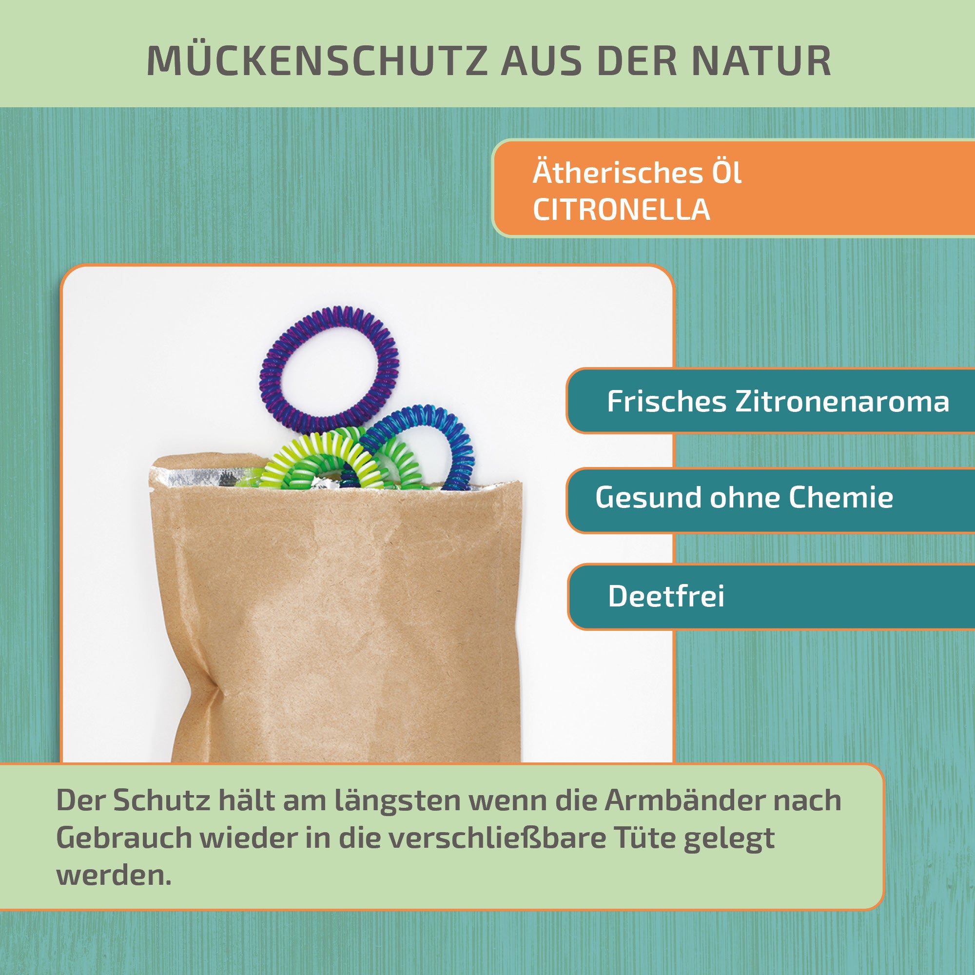 Mückenschutz SET: 24 Armbänder + RefillSpray + 60 Aufkleber 🌱