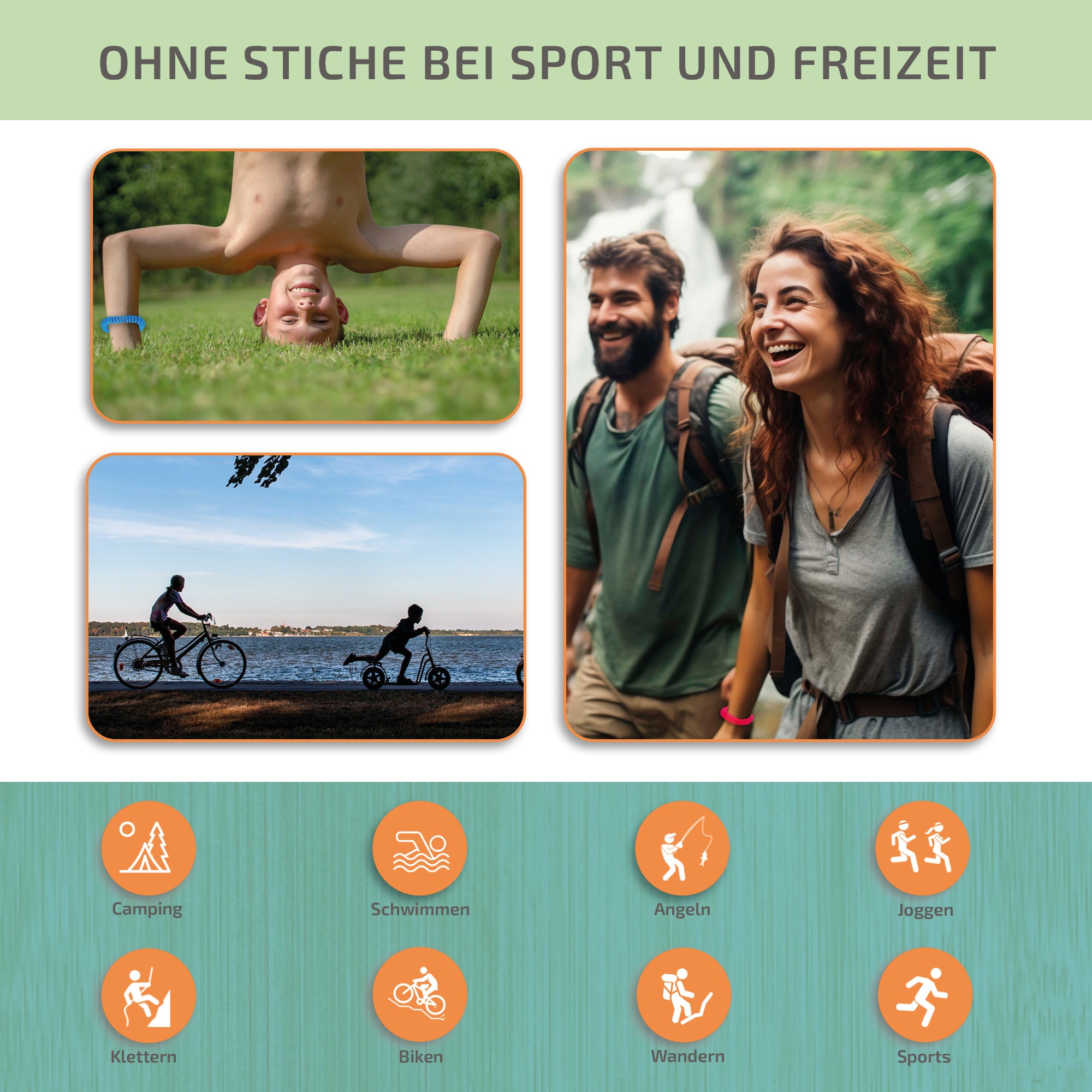 Mückenschutz SET: 24 Armbänder + RefillSpray + 60 Aufkleber 🌱