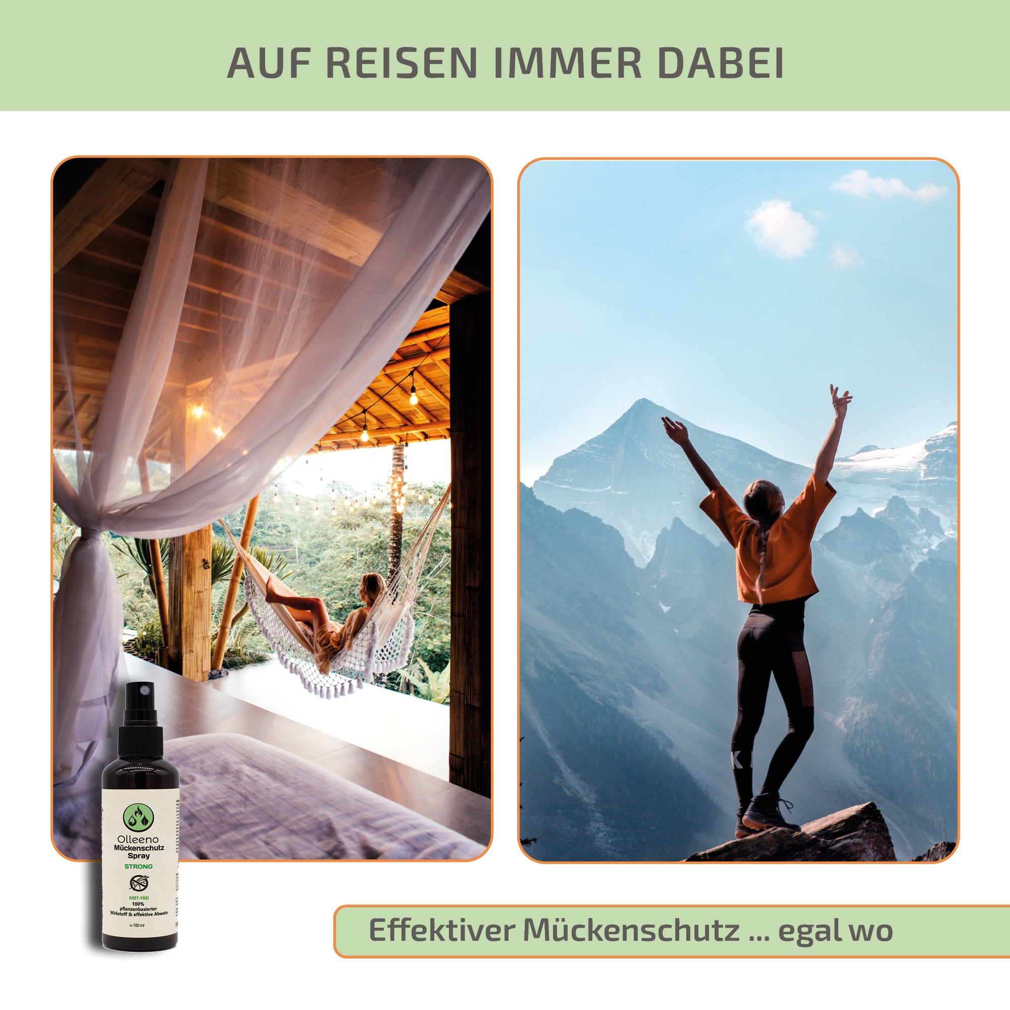 Mückenspray STRONG – 100 ml, rein pflanzlich - OLLEENO