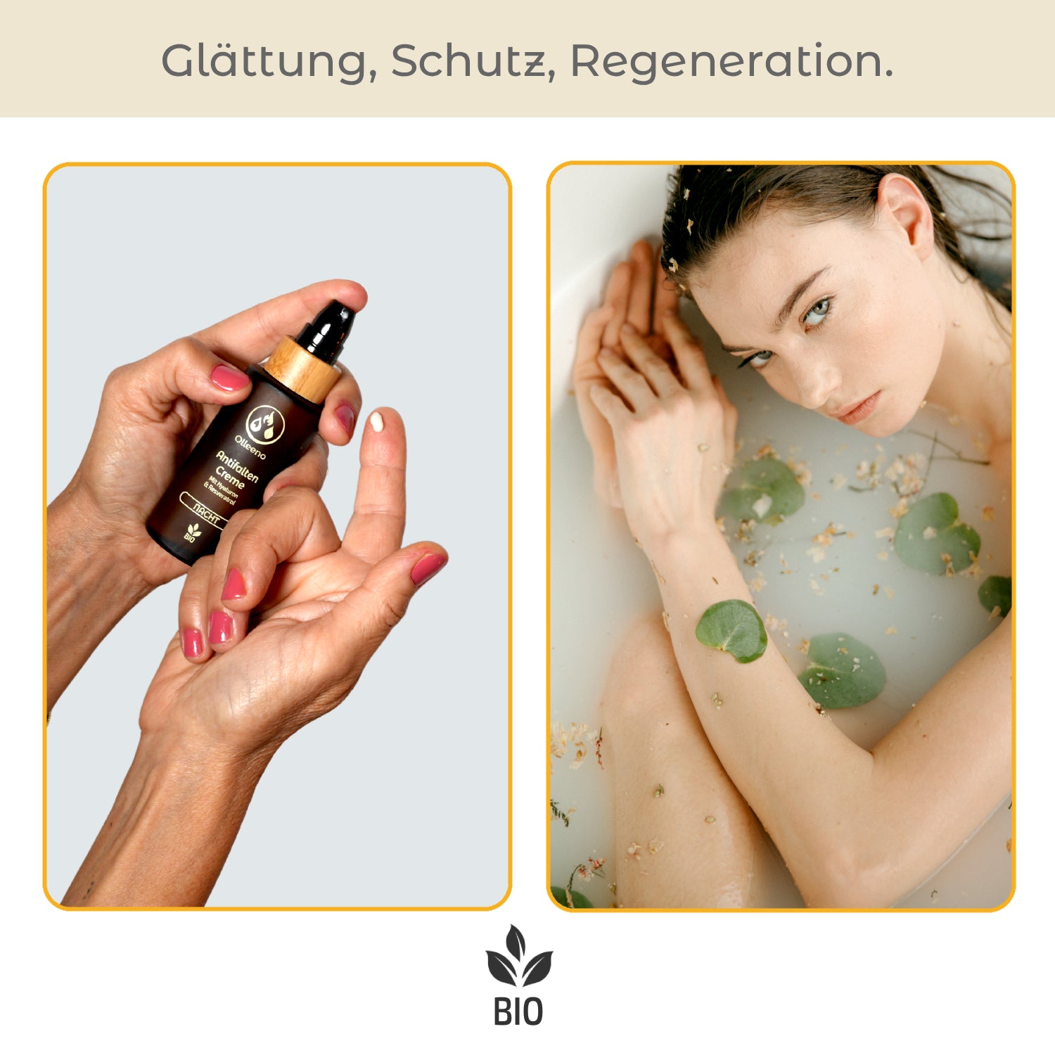 Bio Antifalten Creme 50ml mit Hyaluron & Resveratrol – vegan & straffend