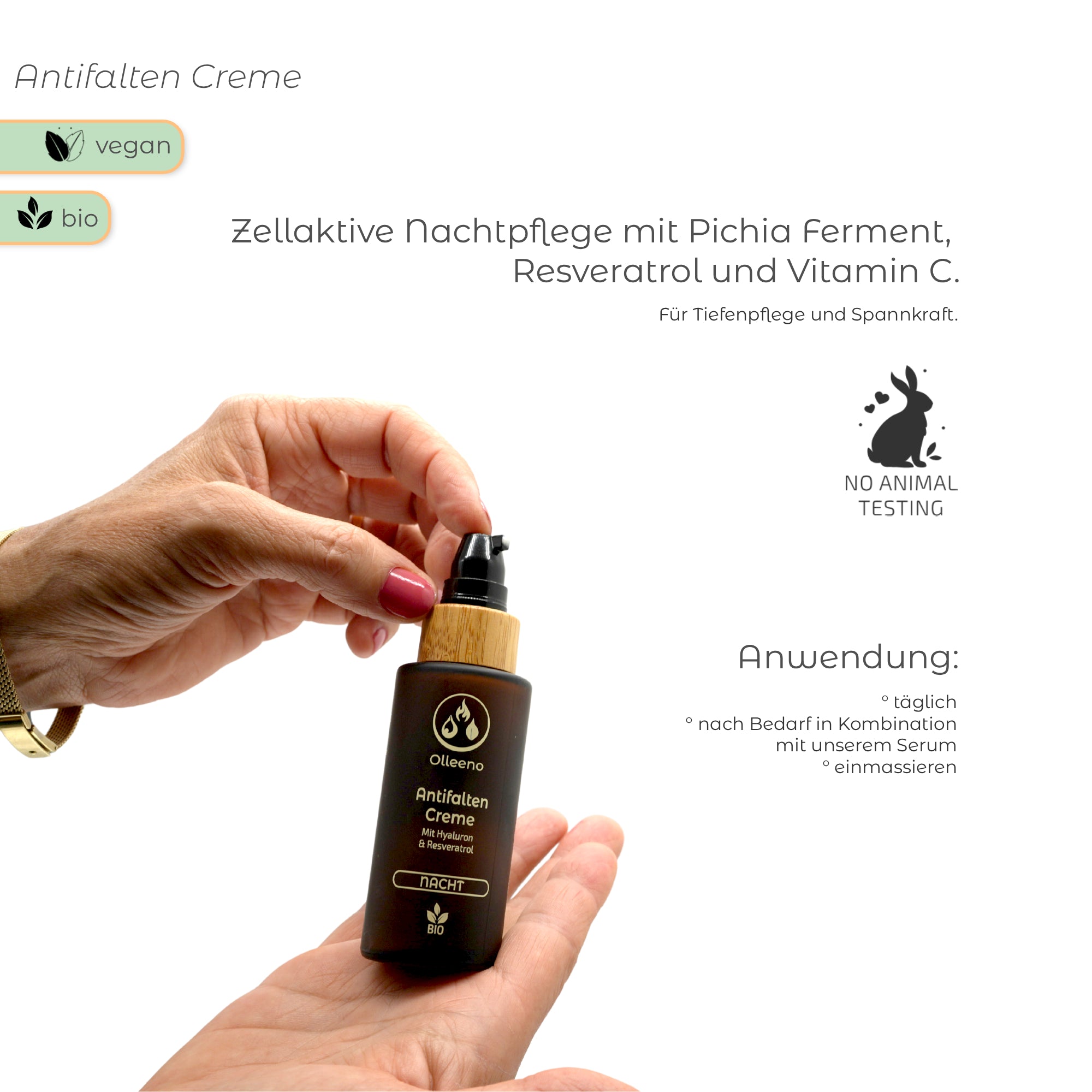 Bio Antifalten Creme 50ml mit Hyaluron & Resveratrol – vegan & straffend