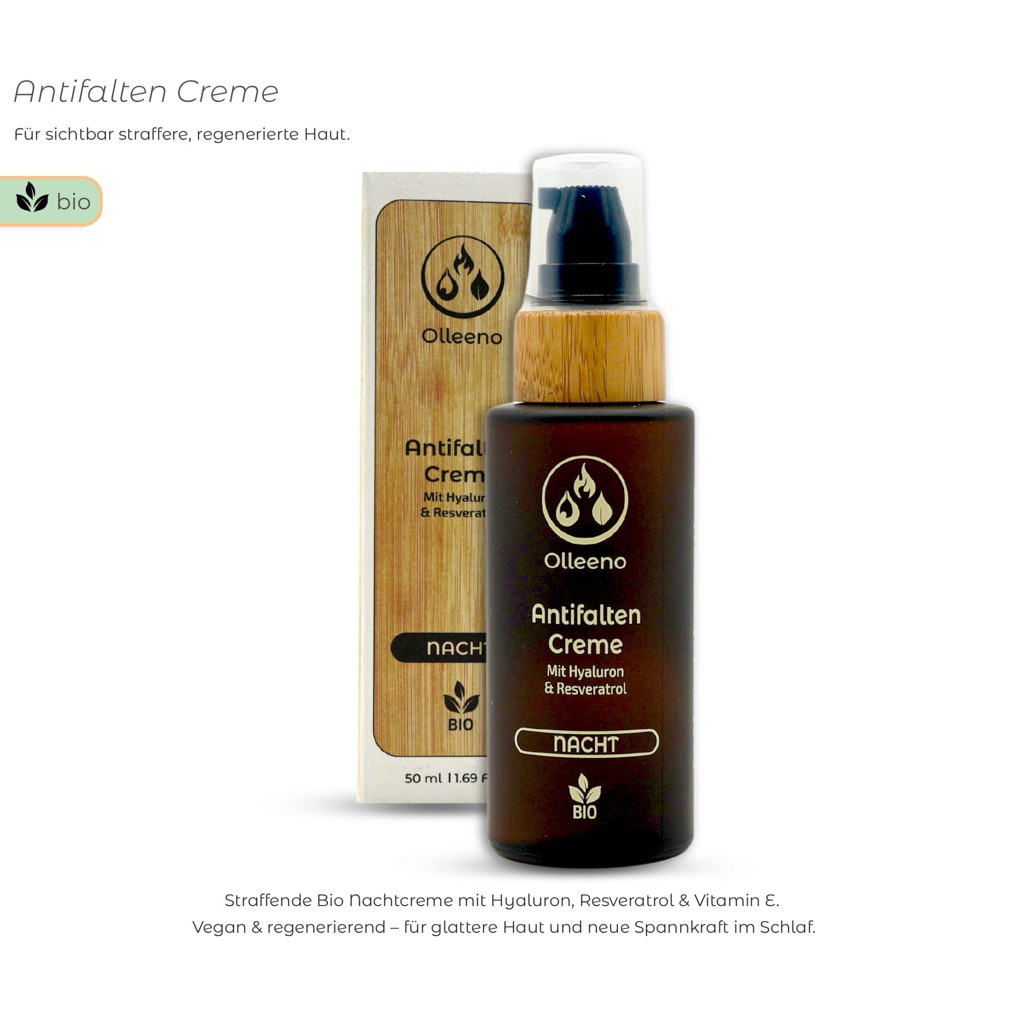 Bio Antifalten Creme 50ml mit Hyaluron & Resveratrol – vegan & straffend