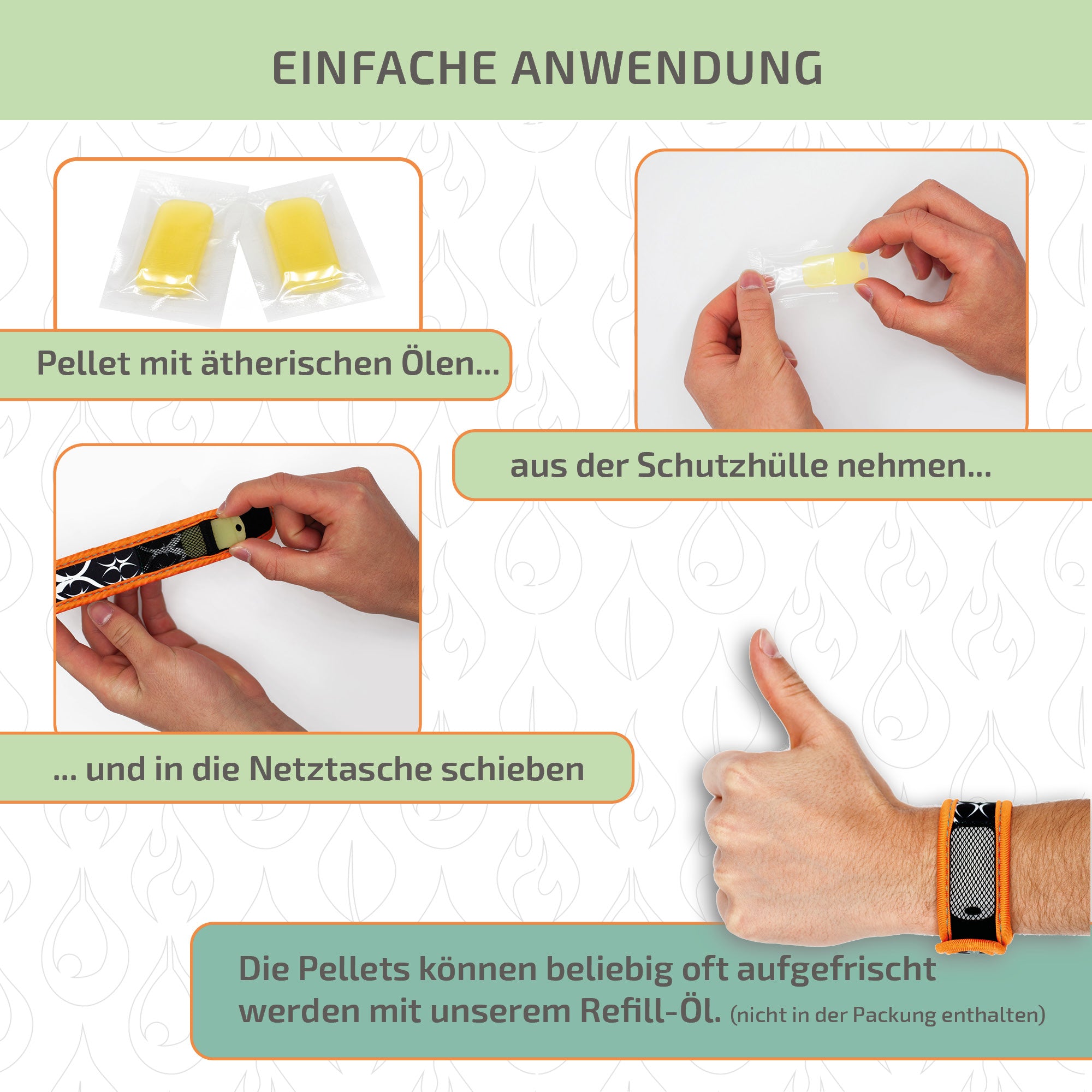 Mückenschutz Armband aus Neoprene + 2 Pellets (fürs Netzfach)🌱