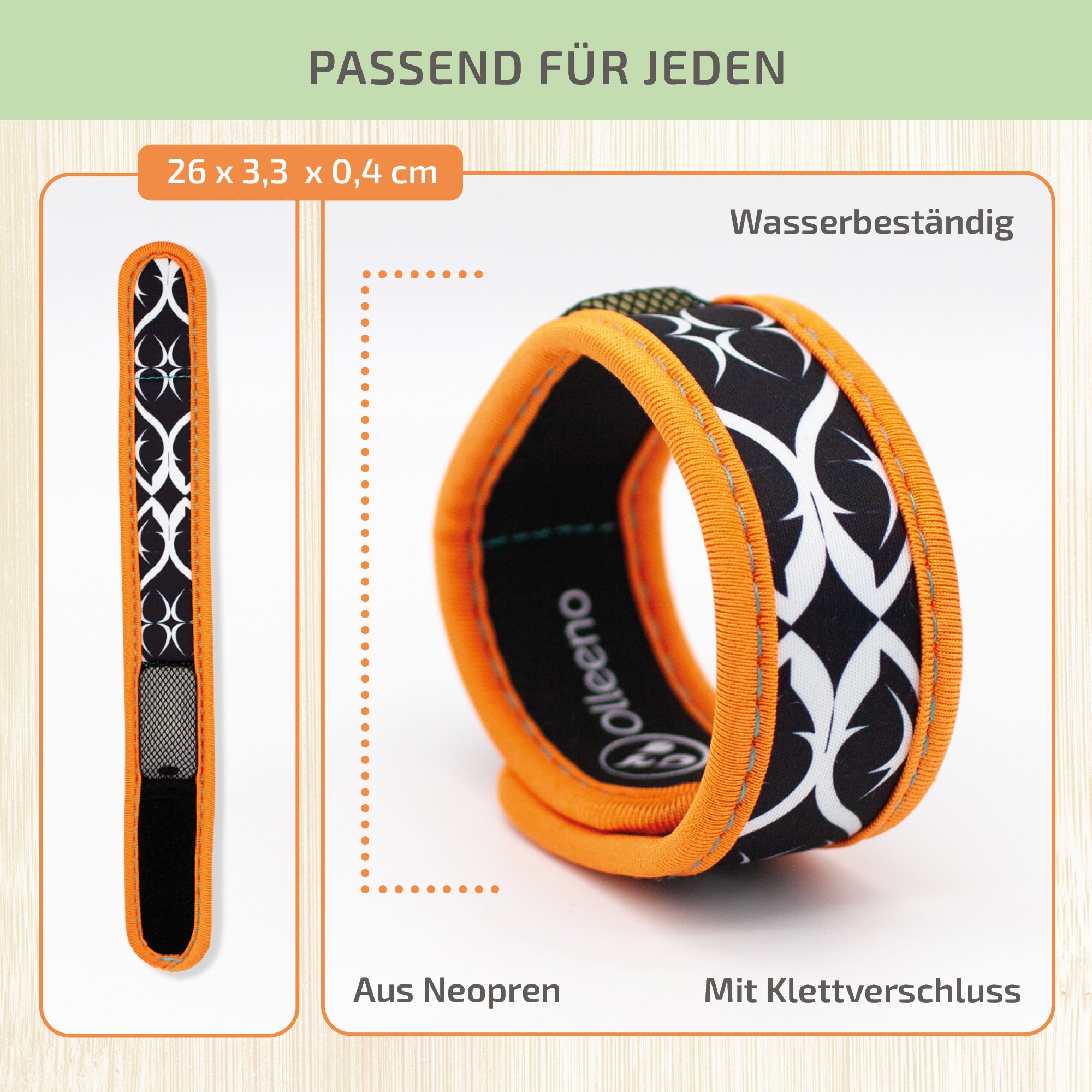 Mückenschutz Armband aus Neoprene + 2 Pellets (fürs Netzfach)🌱