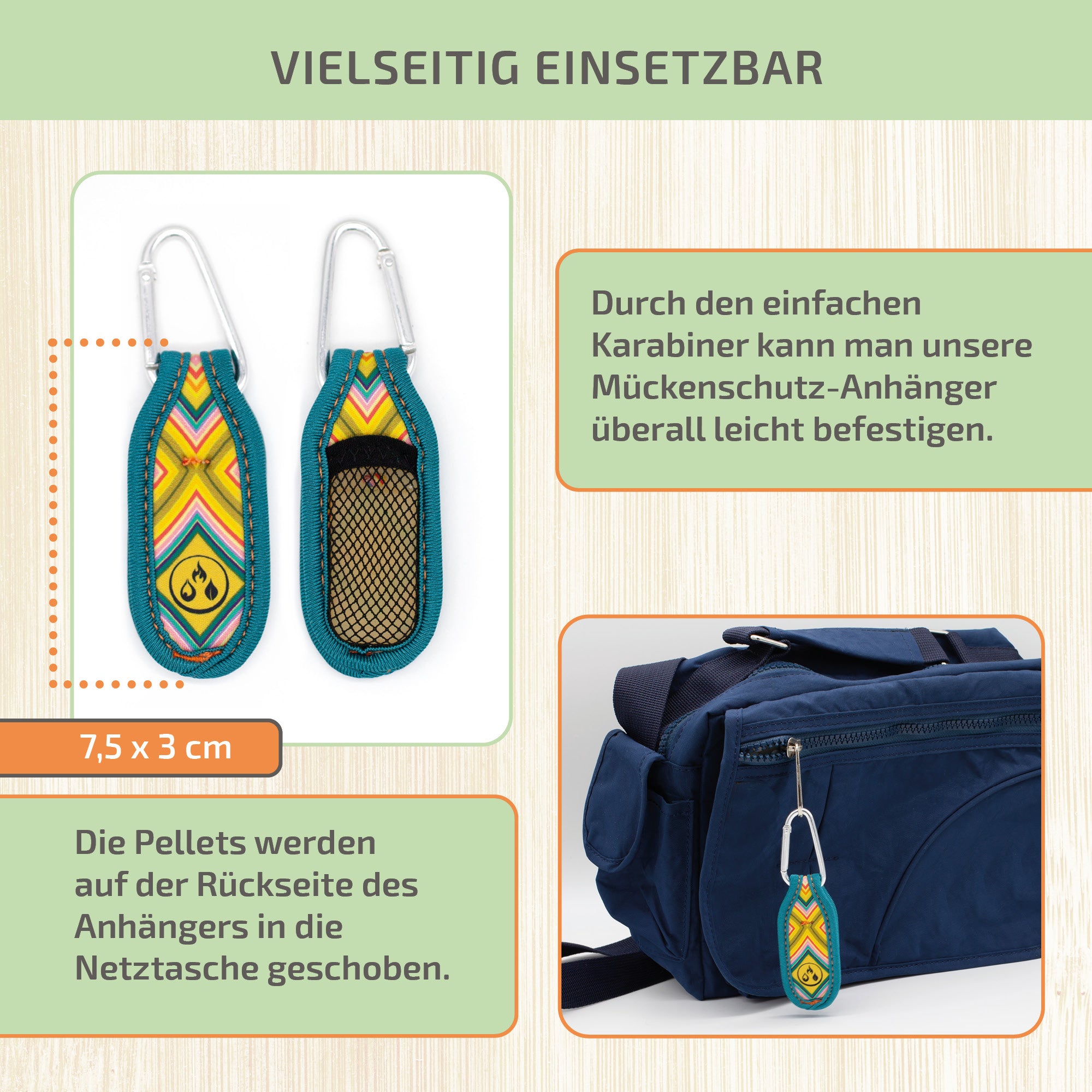 Mückenschutz SET: Armband + Anhänger aus Neoprene  🌱