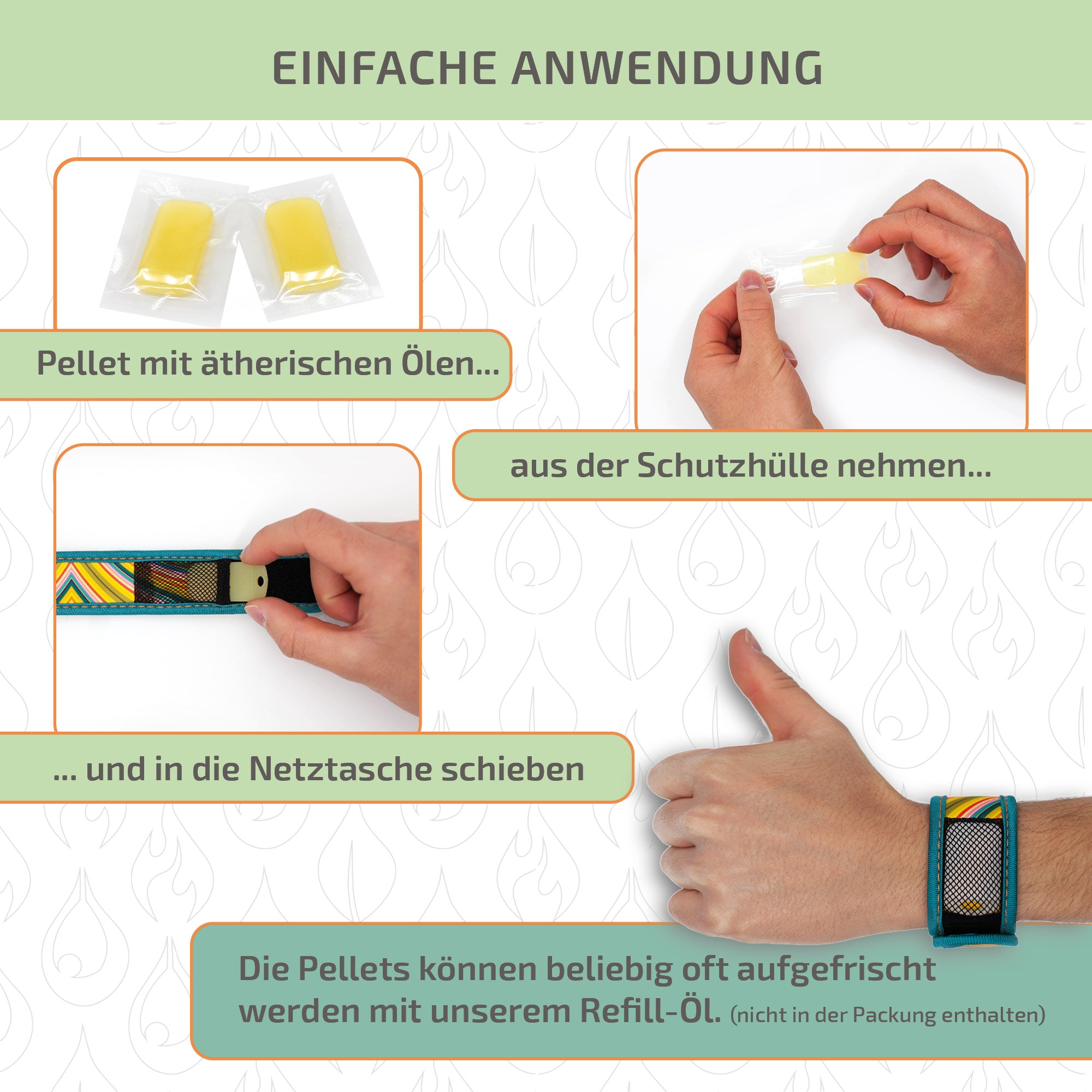 Mückenschutz SET: Armband + Anhänger aus Neoprene  🌱