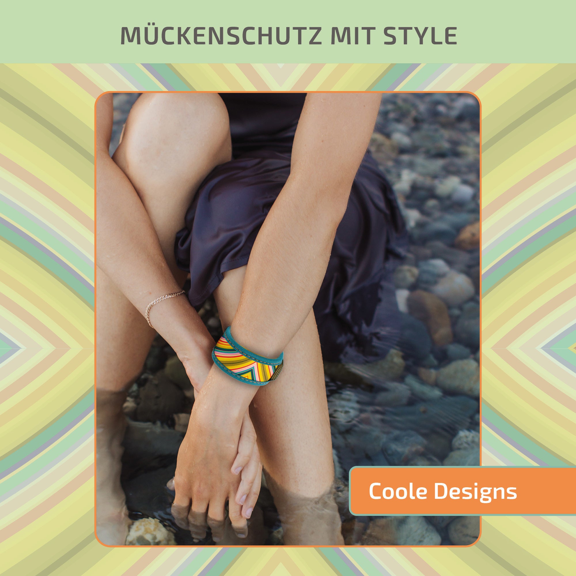 Mückenschutz SET: Armband + Anhänger aus Neoprene  🌱