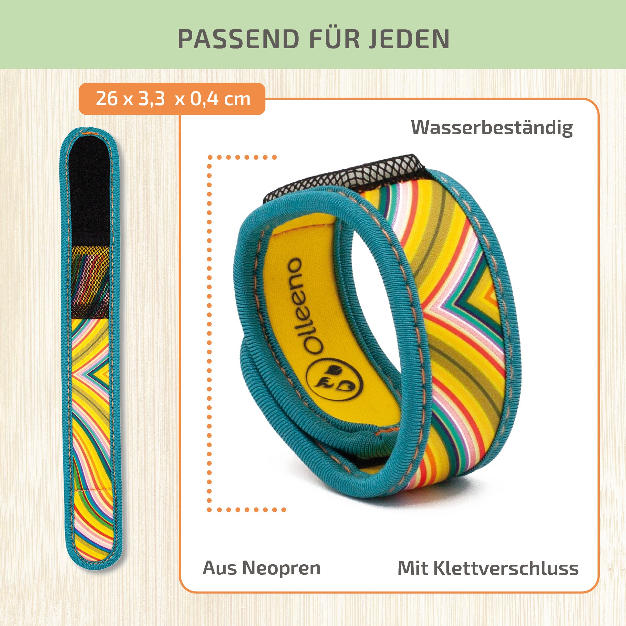 Mückenschutz SET: Armband + Anhänger aus Neoprene  🌱