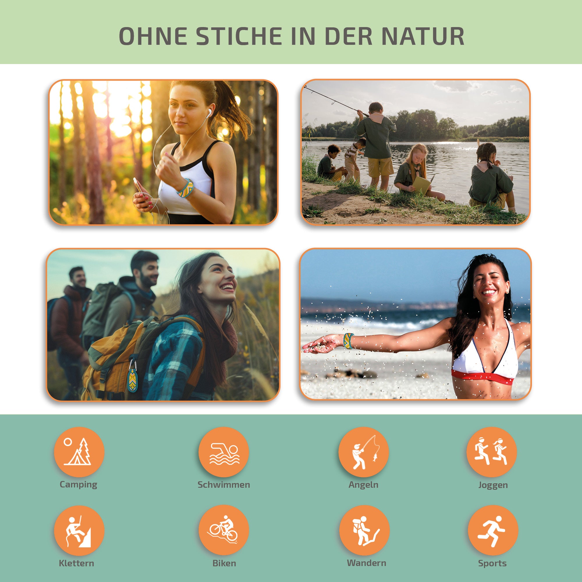 Mückenschutz SET: Armband + Anhänger aus Neoprene  🌱