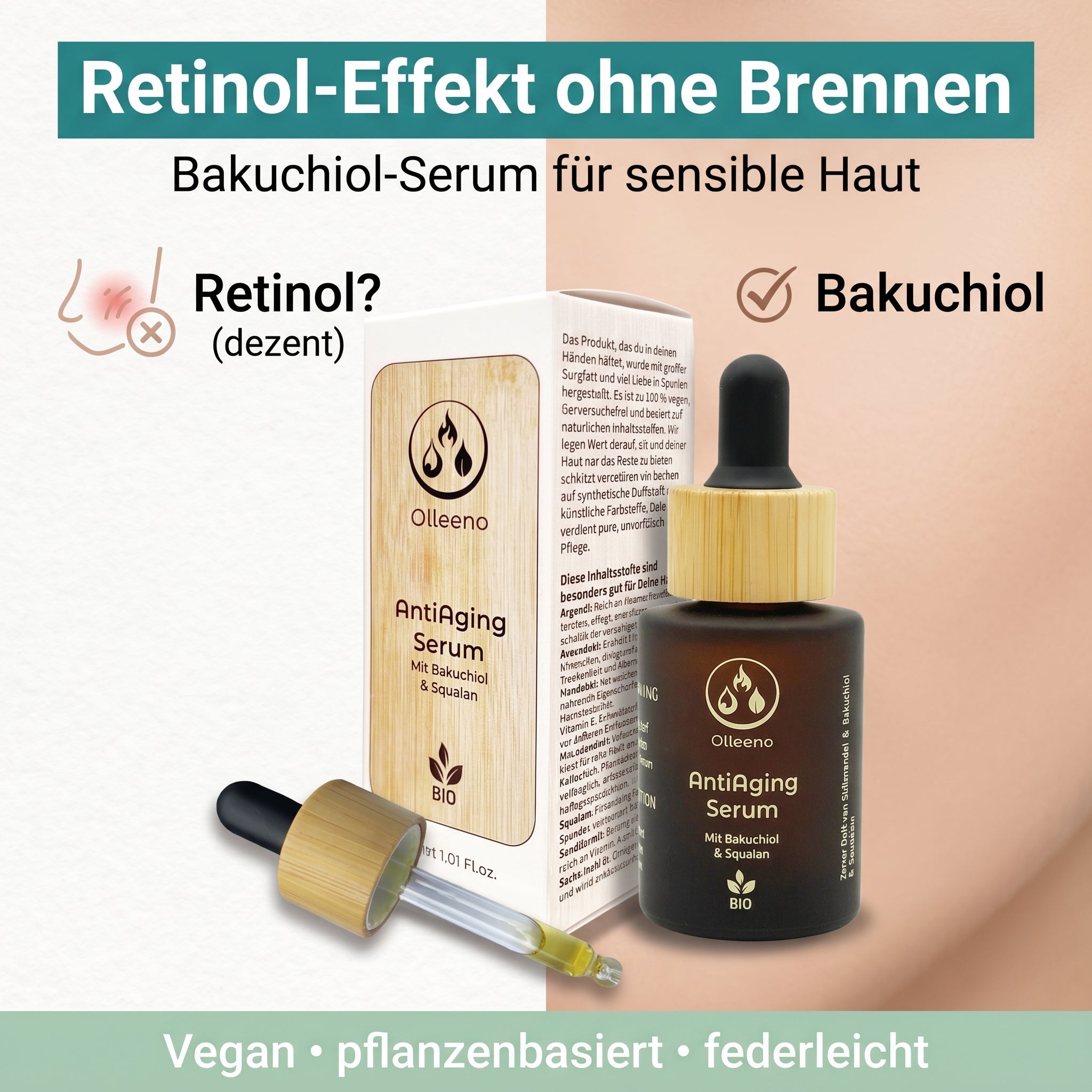 Pflanzliches Anti-Aging Serum 30ml – Retinol-Effekt ohne Brennen