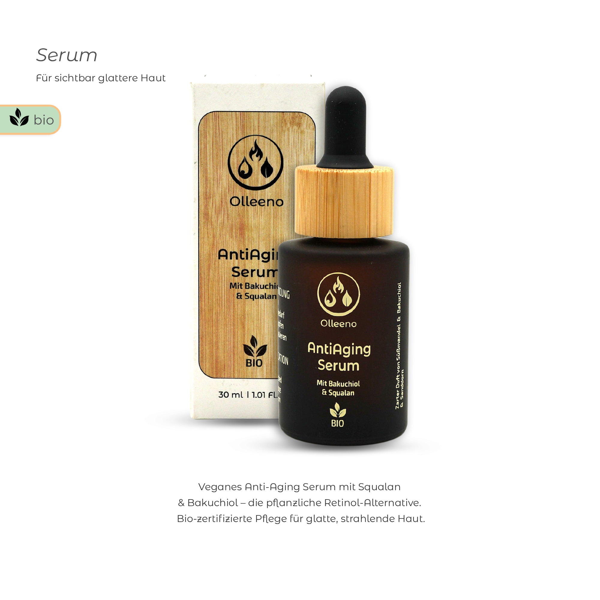 Bio Anti-Aging Serum 30ml mit Squalan & Bakuchiol – vegan & pflanzenbasiert