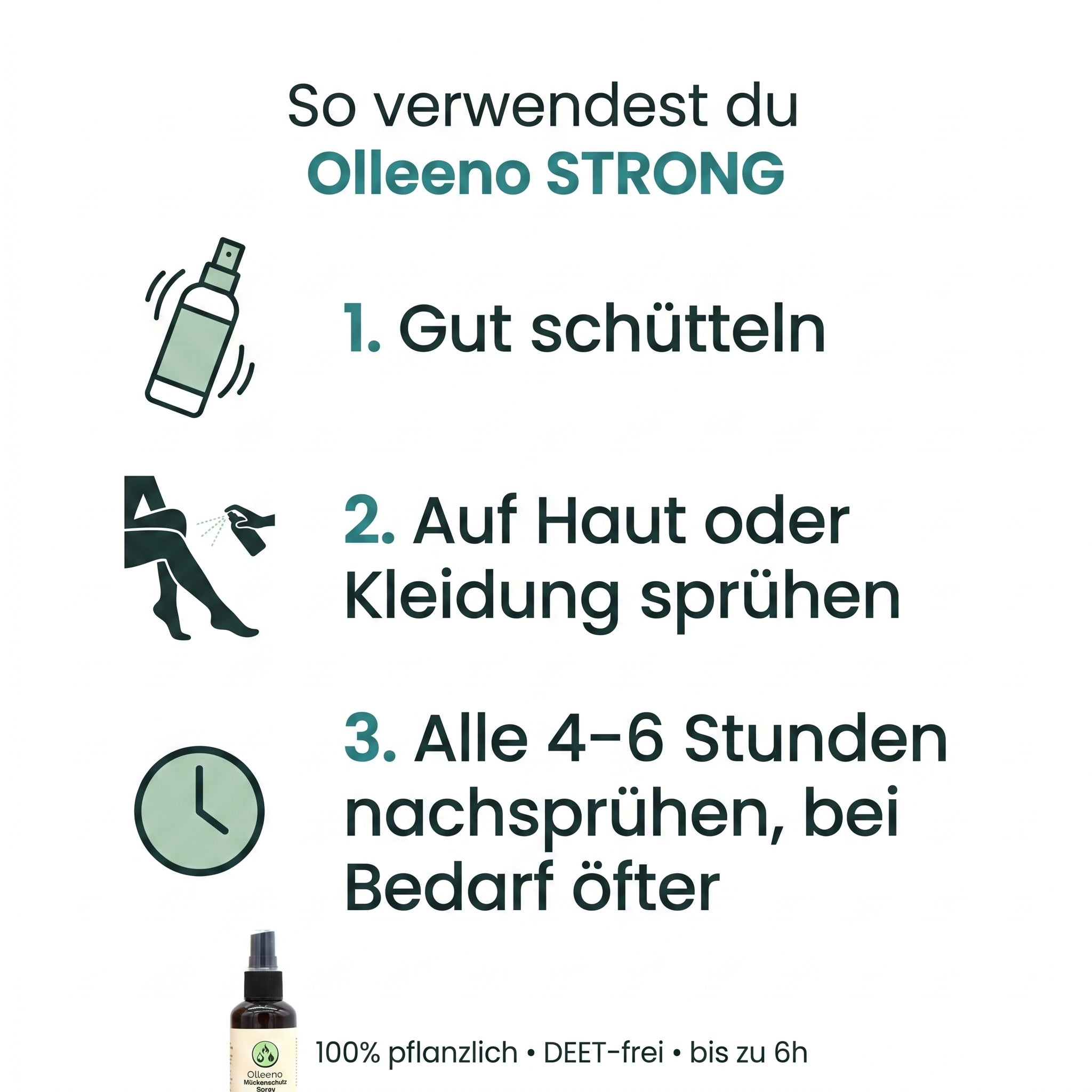 Mückenspray STRONG – 100% pflanzlich, bis zu 6h Schutz - 100ml