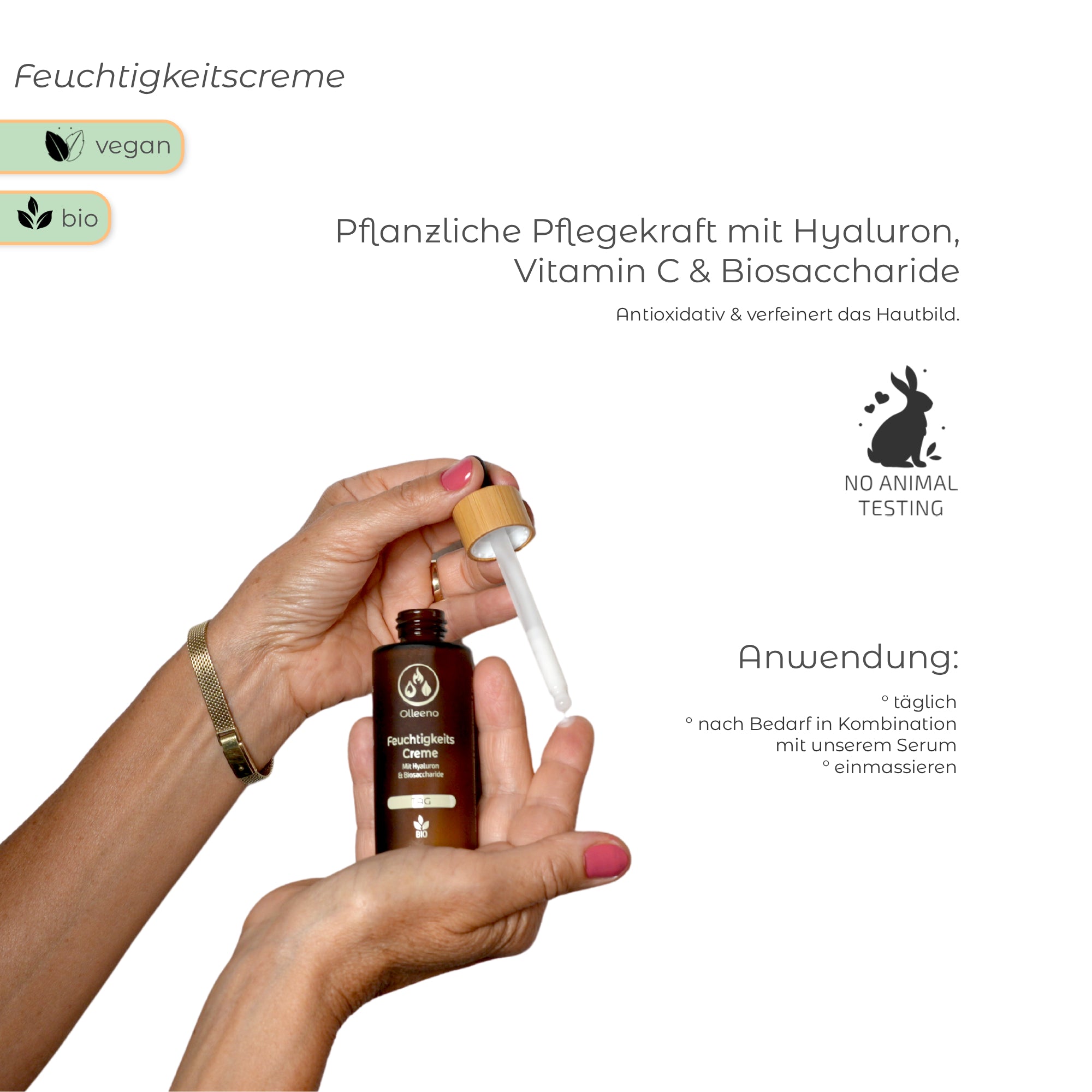 Bio Feuchtigkeitscreme 50ml mit Hyaluron & Vitamin C – vegan & hydratisierend