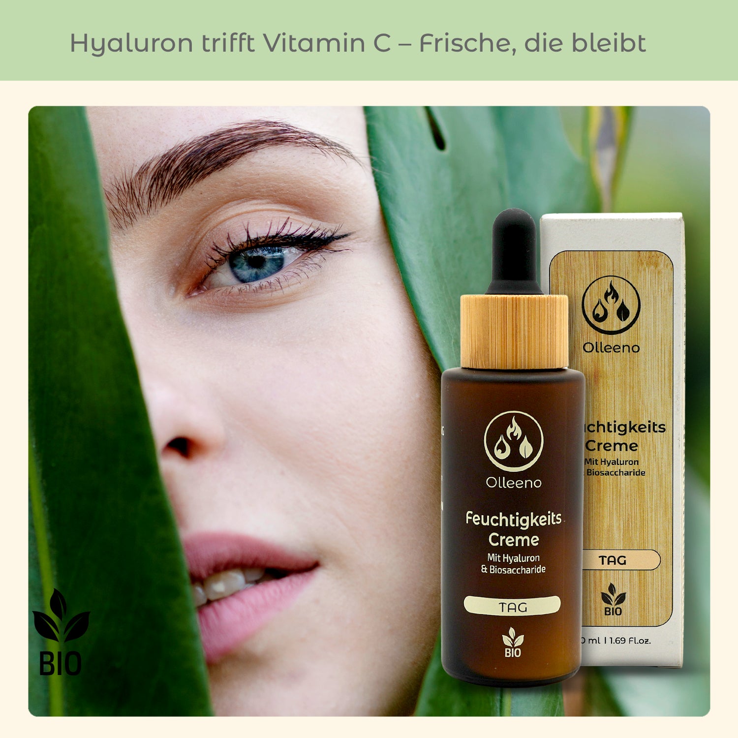 Bio Feuchtigkeitscreme 50ml mit Hyaluron & Vitamin C – vegan & hydratisierend