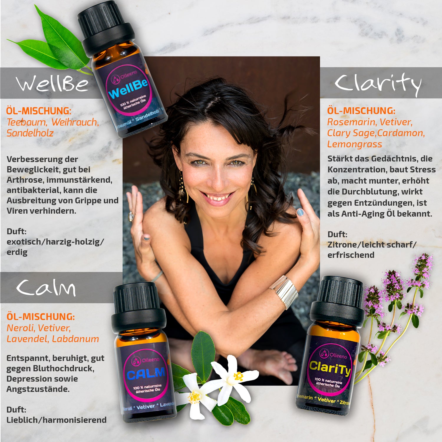 Ätherische Öle 100% naturrein, Geschenk Set 6 x 10ml - OLLEENO