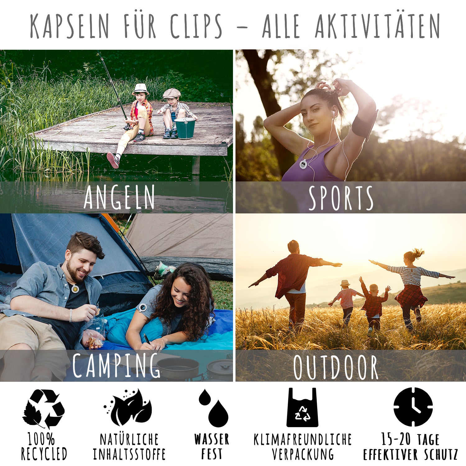 Anti-Mücken Nachfüllkapseln Clips (12 Stück) - OLLEENO