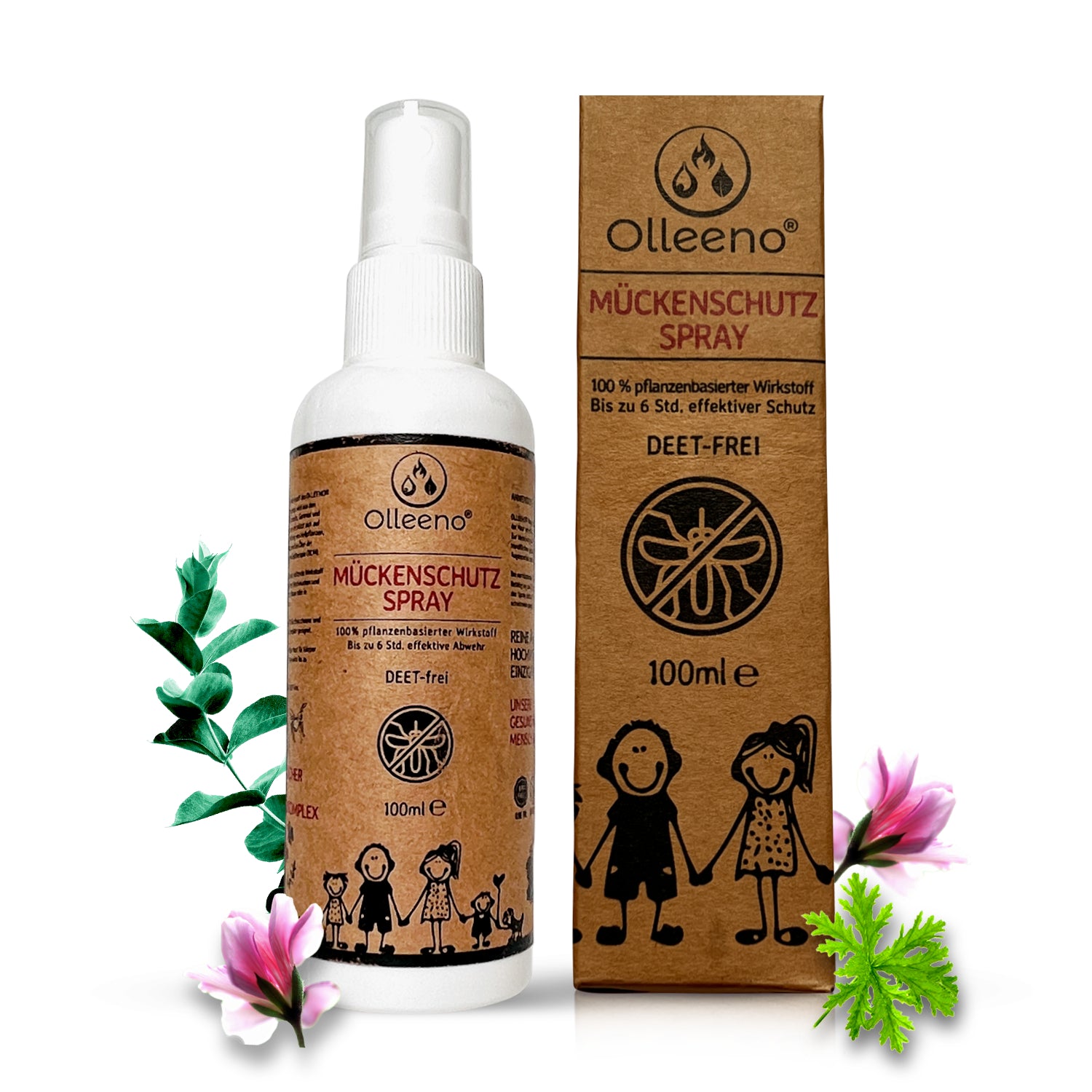 Mückenspray SENSITIVE – 100 ml, rein pflanzlich - OLLEENO